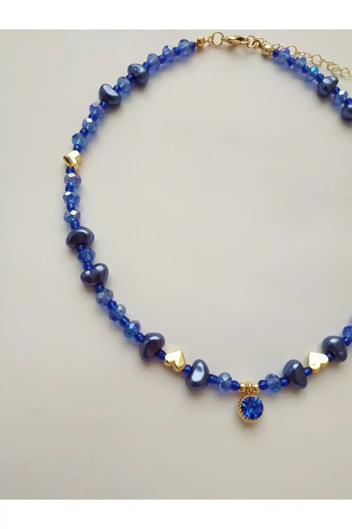 Fata Morgana Saks Mavisi Barok Boncuk Uzun Kolye Şık ve Dayanıklı Tasarım