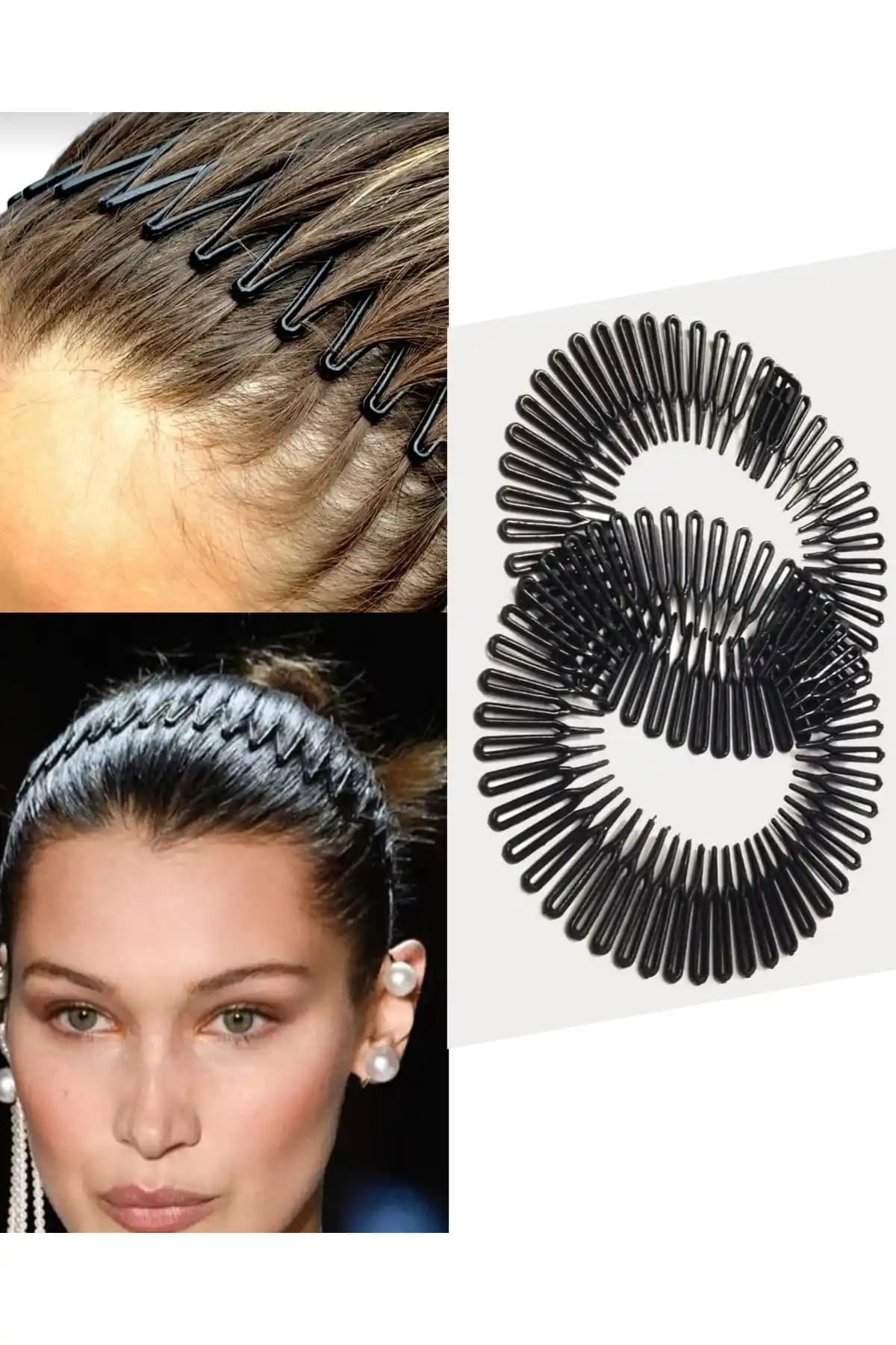 GÜLPEŞE 2 Adet Siyah Silikon Sporcu Saç Bandı Pratik ve Şık Tasarım