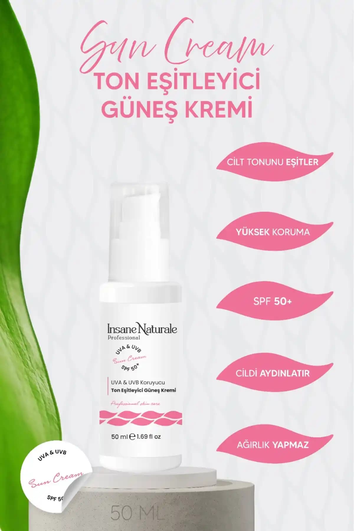 Insane Naturale Ton Eşitleyici Güneş Koruyucu Krem 50 ml Cilt Tonunu Eşitler ve Korur