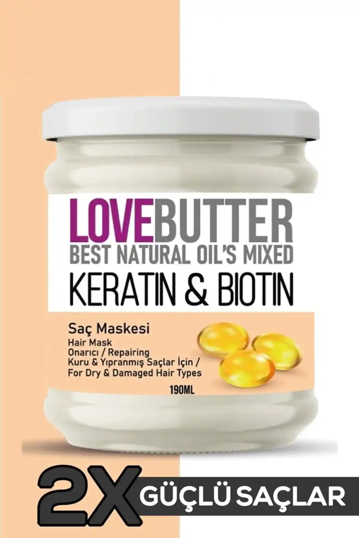 Love Butter Keratin ve Biotin İçeren Onarıcı Saç Maskesi Kuru ve Yıpranmış Saçlar İçin Güçlendirici Çözüm