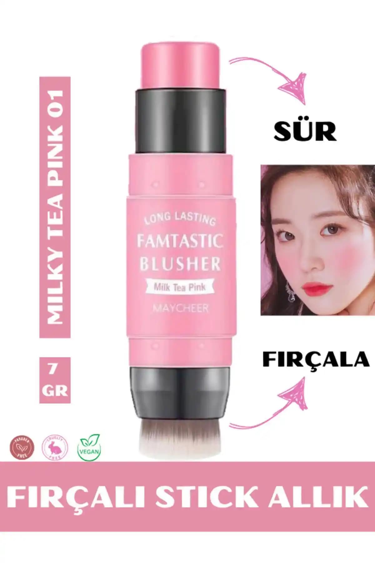 NUNUKO Milky Jelly 2'si 1 Arada Fırçalı Açık Pembe Allık İncelemesi ve Kullanım Özellikleri