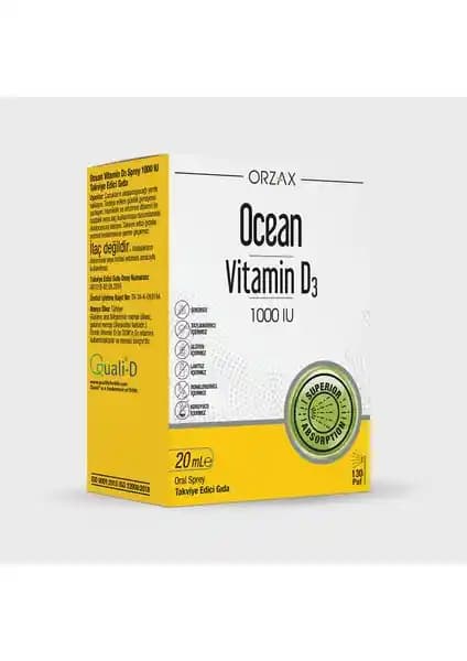 Orzax Ocean Vitamin D3 1000 IU Sprey ile Kemik Sağlığını Destekleyen Pratik Takviye