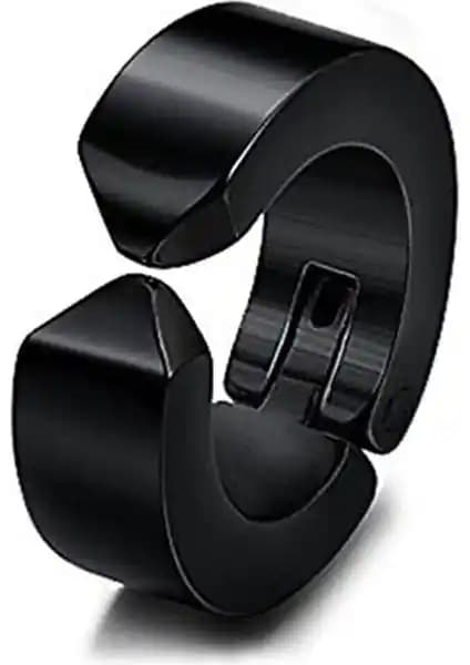 Paslanmaz Titanyum Deliksiz Siyah Erkek ve Kadın Küpeleri Günlük ve Şık Kullanım