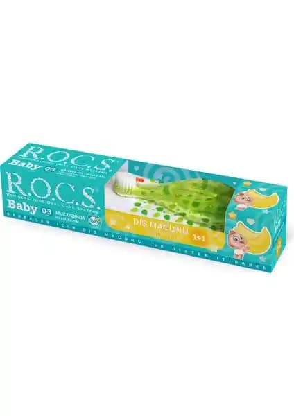 R.O.C.S. Bebekler İçin 0-3 Yaş Muz Taşında Diş Macunu ve Fırça Seti