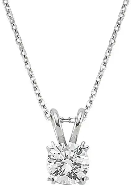 Silver & Silver 1ct Zirkon Taşlı Tektaş Kolye Kadınlar İçin Şık ve Dayanıklı Takı Seçeneği