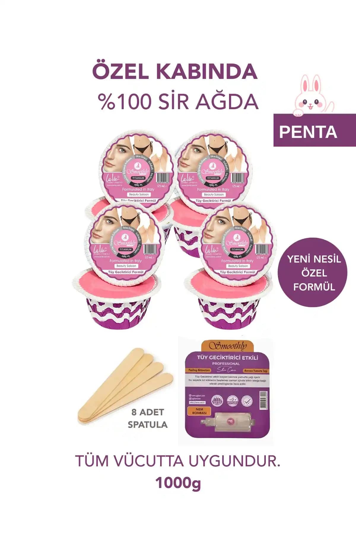 Smoothly 8 Parça Pudralı Boncuk Ağda Seti Profesyonel ve Ev Kullanımı İçin Güvenli Cilt Bakımı