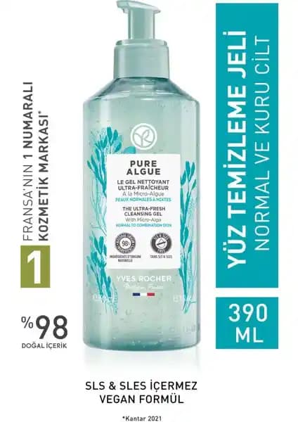 Yves Rocher Pure Algue Yüz Yıkama Jeli Kuru ve Normal Ciltler İçin Derinlemesine Temizlik