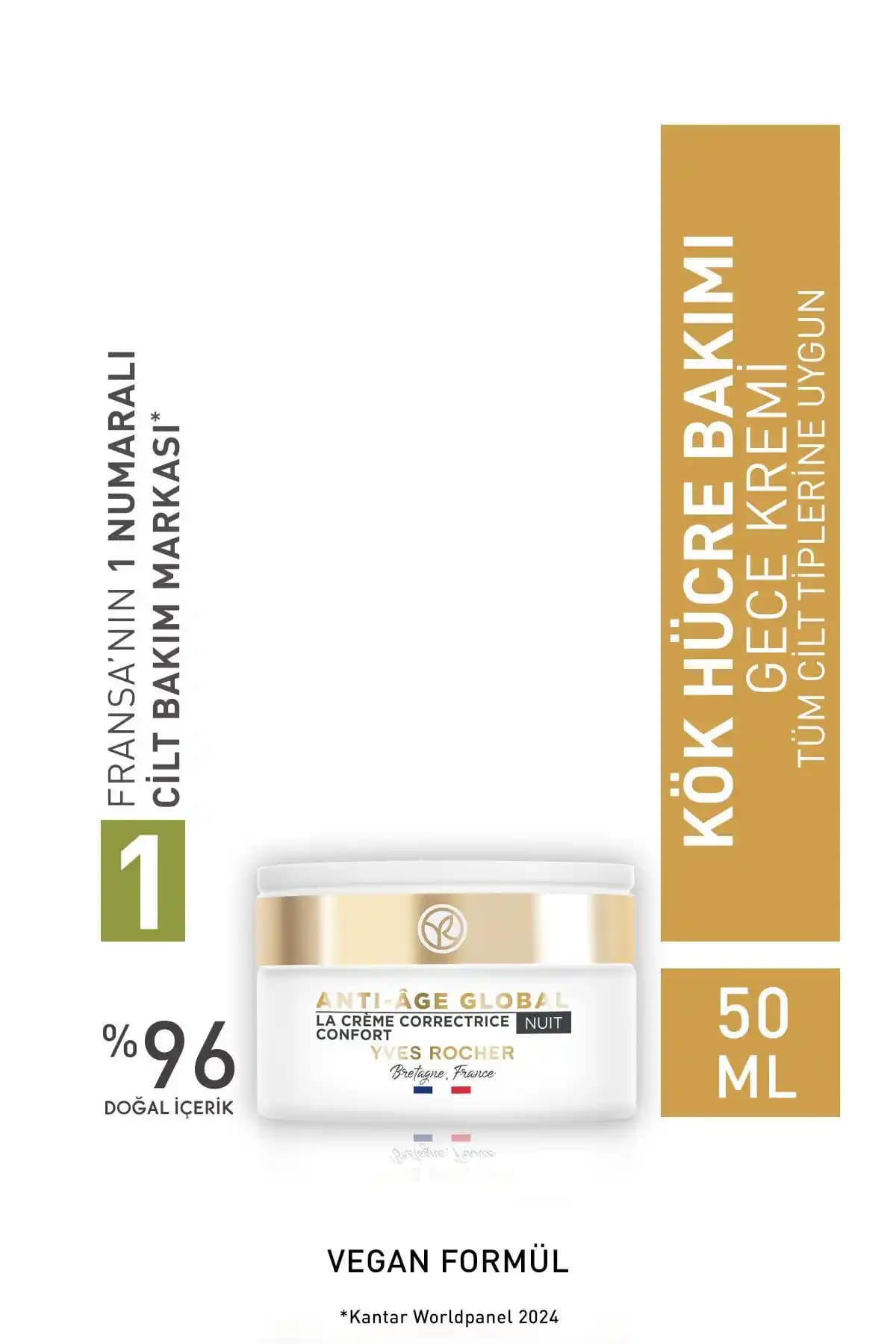 Yves Rocher Yenileyici Yaşlanma Karşıtı Bitkisel Kök Hücre Bakımı ve Gece Kremi