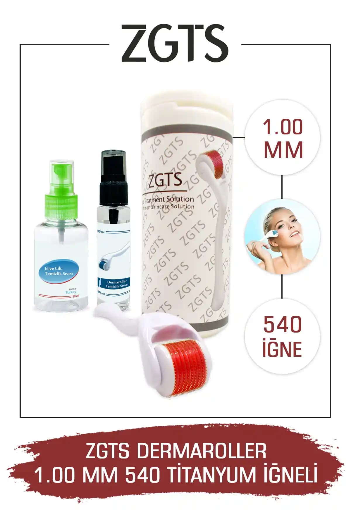 Zgts Dermaroller 1.00 Mm Titanyum Mikroiğne Cilt ve Saç Bakım Aleti