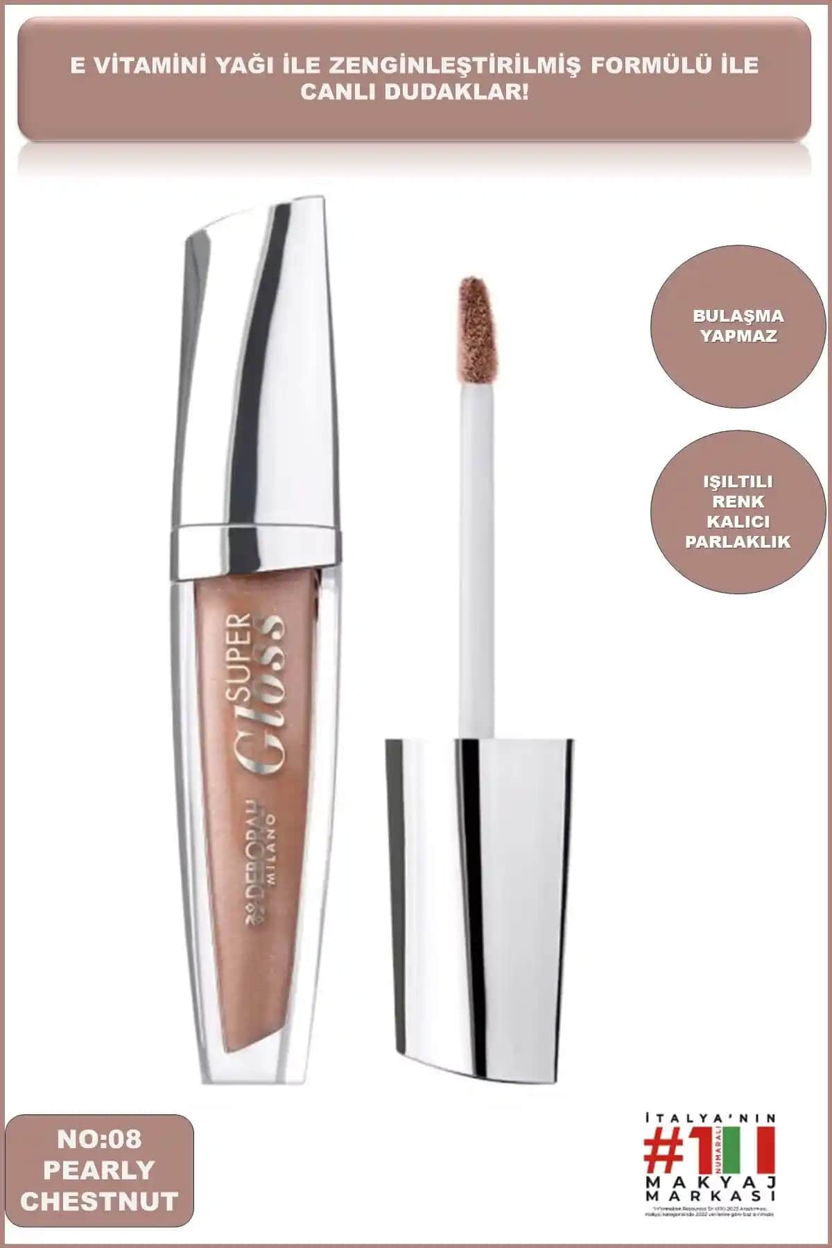 Deborah Milano Pearly Chestnut No 08 Super Gloss Dudak Parlatıcı ve Doğal Parlaklık Sağlar