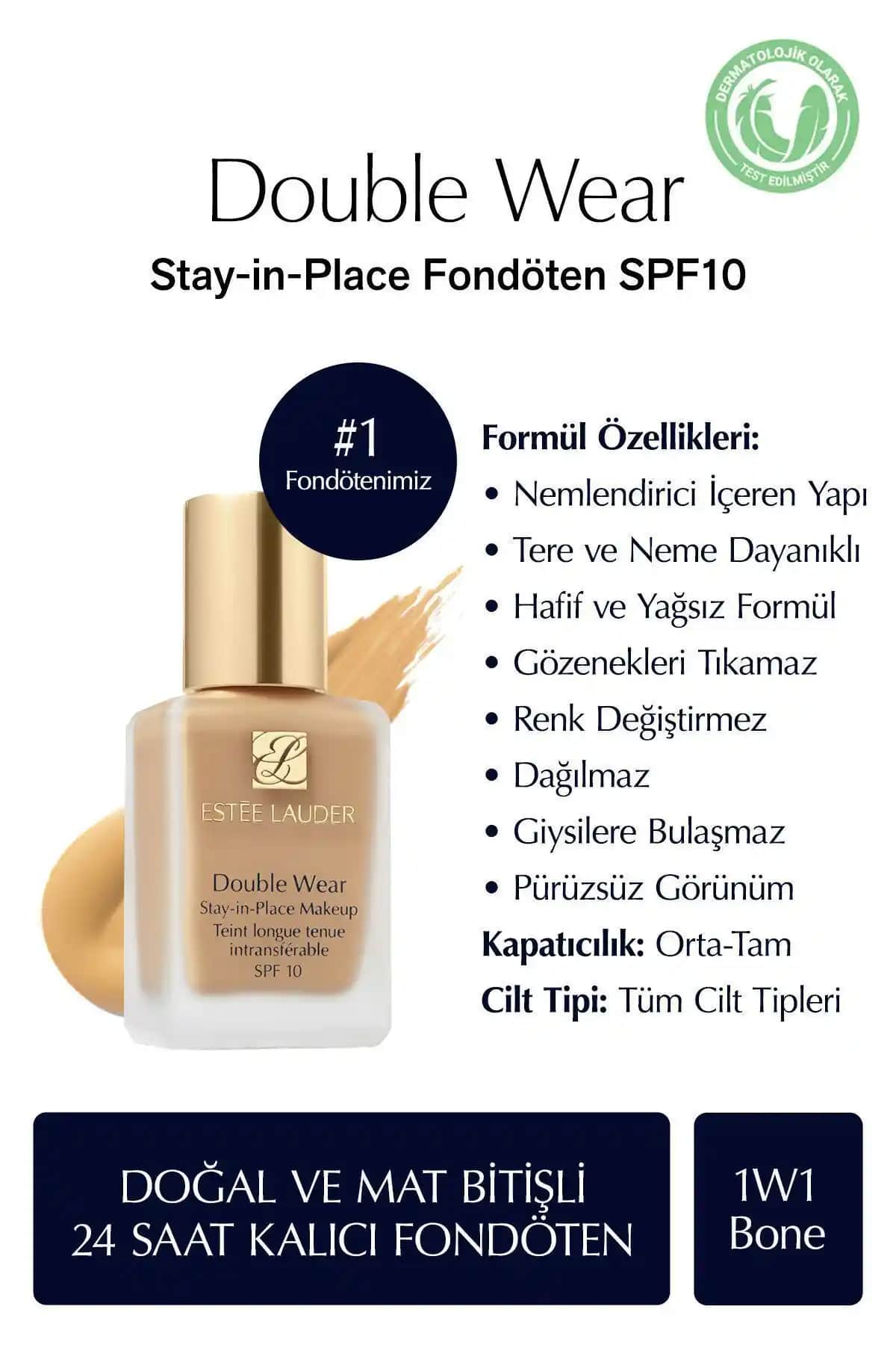 Estée Lauder Double Wear Mat Fondöten SPF 10 Yüksek Kapatıcılık ve Uzun Süre Kalıcılık