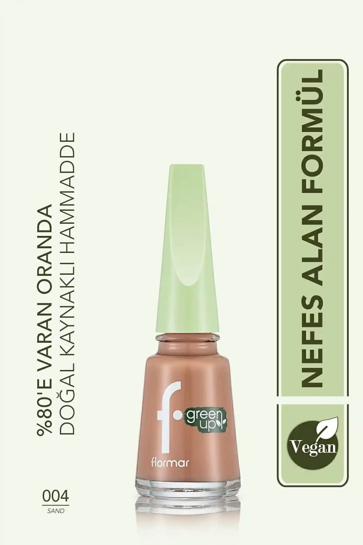 Flormar Vegan Oje Karşılaştırması: Green Up Nail Enamel - Sand ve Raspberry Cake