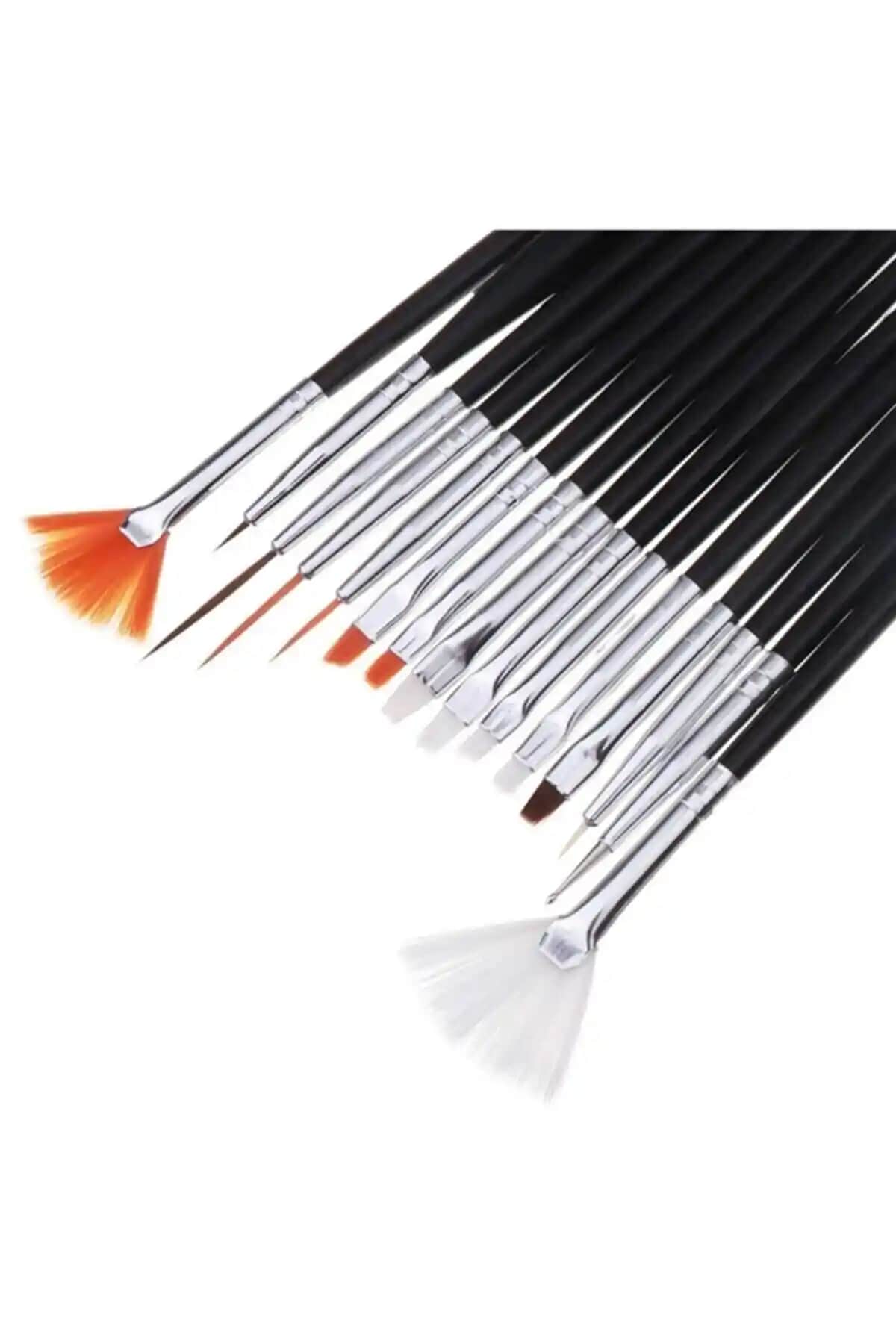 Genel Markalar Nailart 15'li Siyah Tırnak Süsleme Fırçası Seti Profesyonel ve Pratik Kullanım