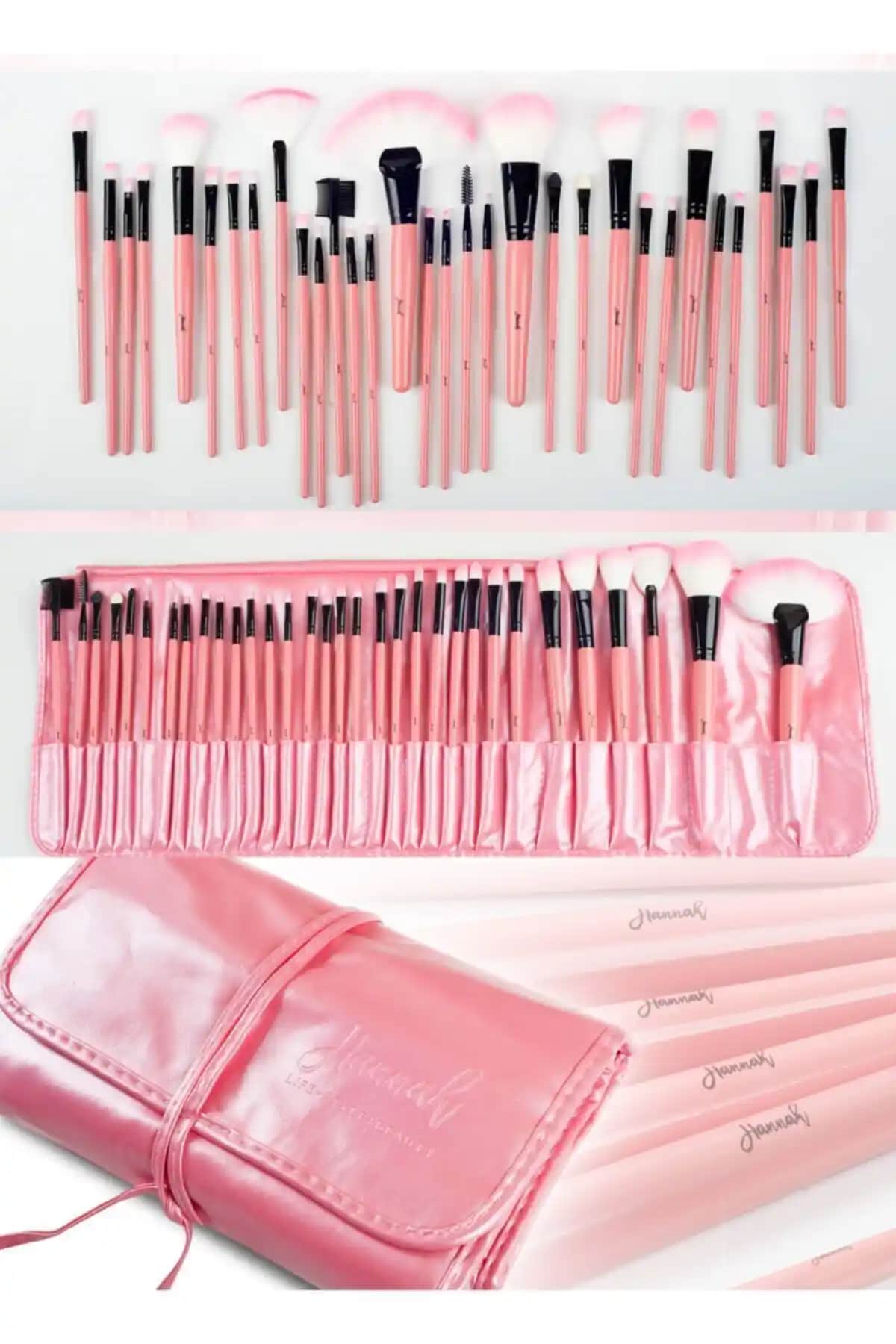 Hannah Pembe Çantalı Makyaj Fırça Seti: Şık Tasarım ve Fonksiyonellik Bir Arada