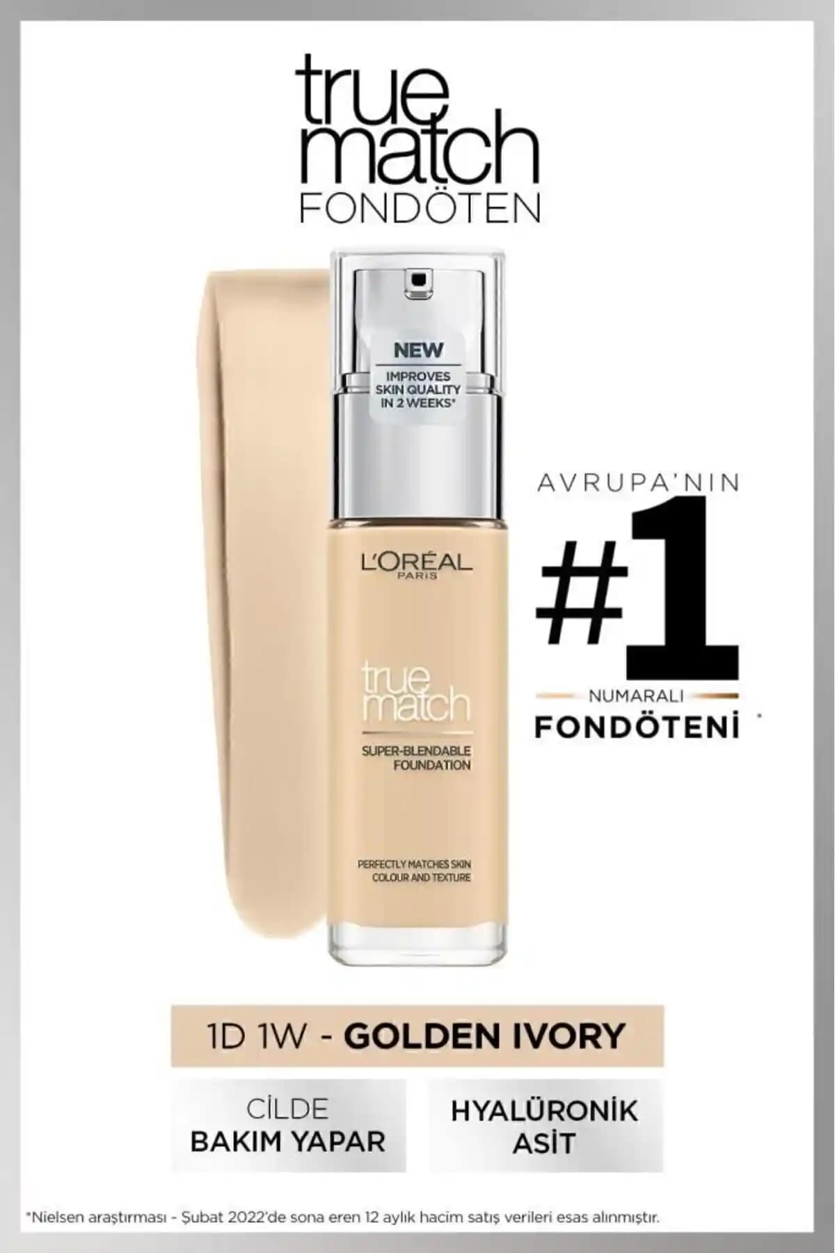 L'Oreal Paris True Match 1D Golden Ivory Fondöten: Doğal ve Kalıcı Makyaj Deneyimi