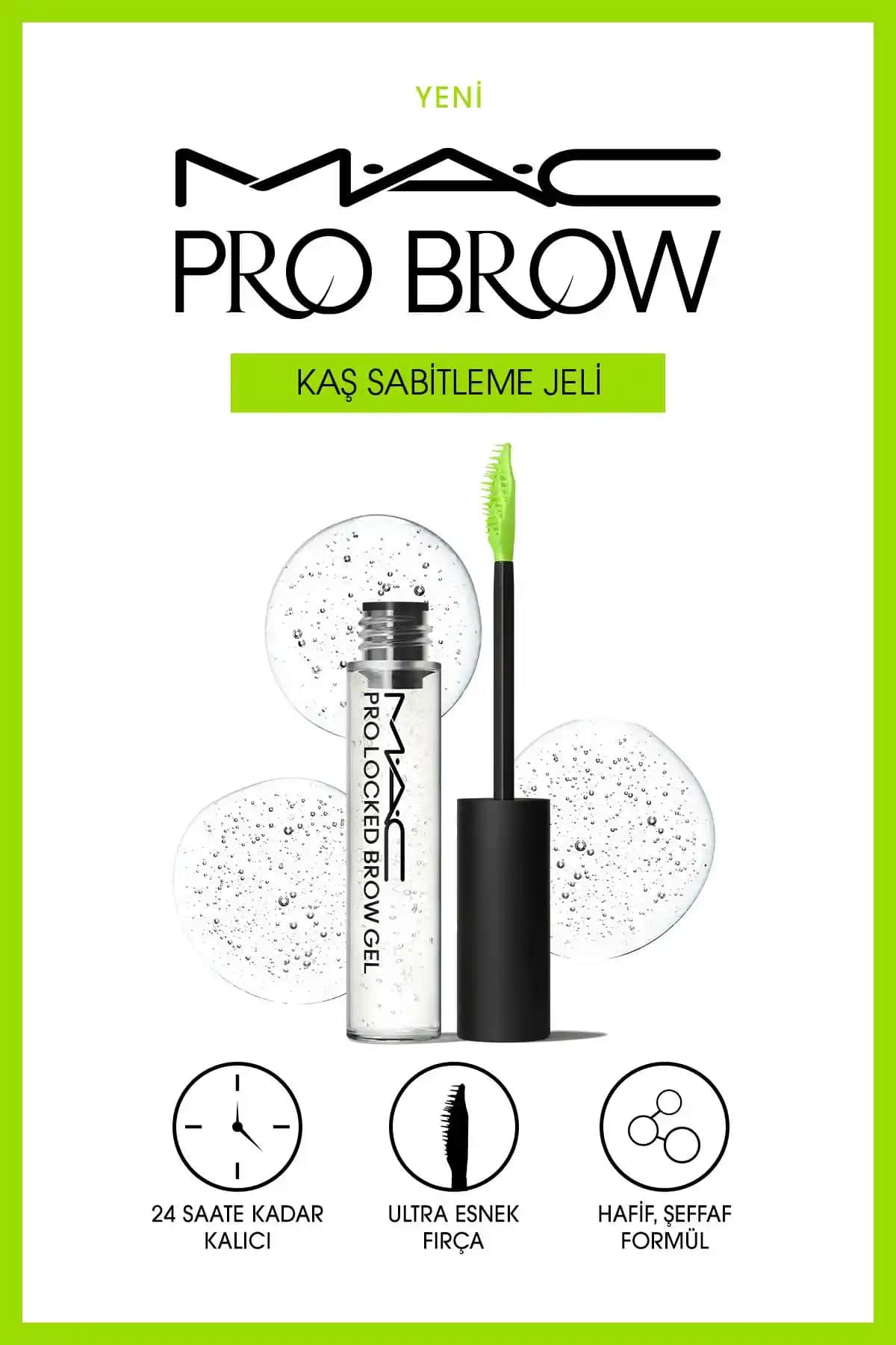 Mac Pro Locked Brow Gel ile doğal ve kalıcı kaş şekli sağlayan şeffaf jel