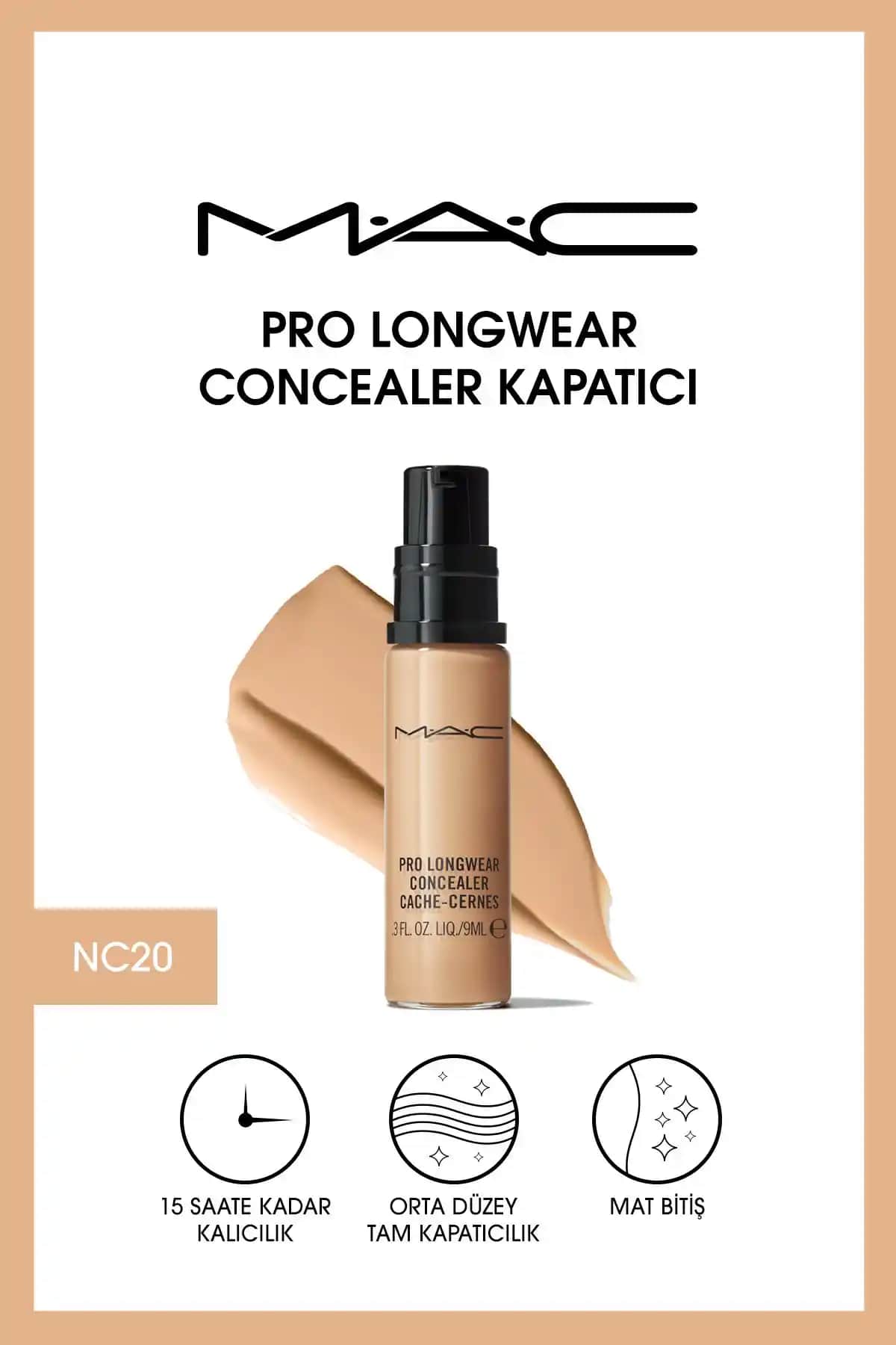 Mac Pro Longwear Concealer NC20 Göz Altı Kapatıcısı Uzun Süre Kalıcı ve Suya Dayanıklı