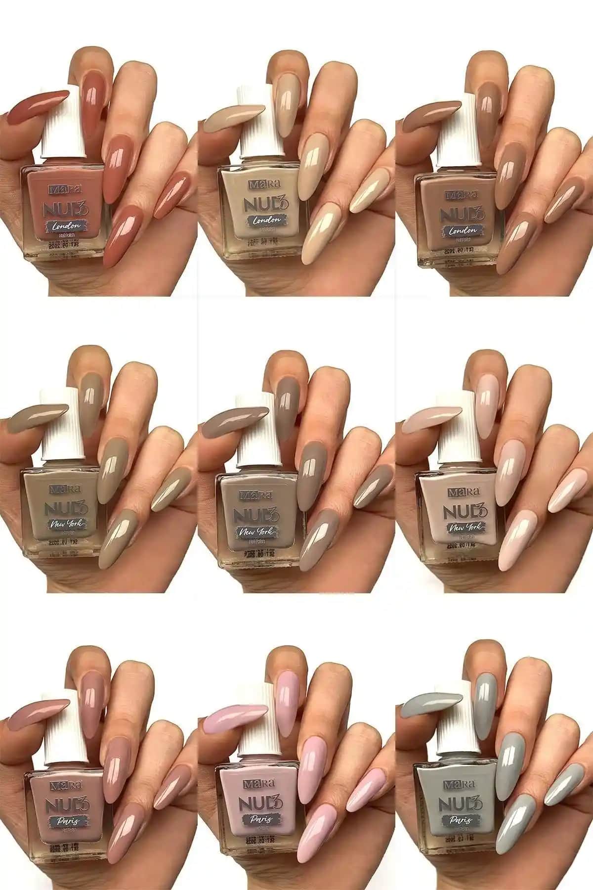 Mara Nude Oje Seti 9 Renkli Mat ve Bej Tonlarıyla Doğal Şıklık Sunar