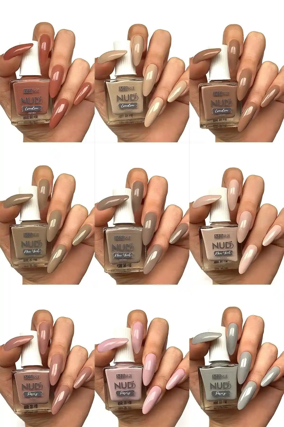 Mara Nude Oje Seti 9 Renkli Mat ve Bej Tonlarıyla Doğal Şıklık Sunar