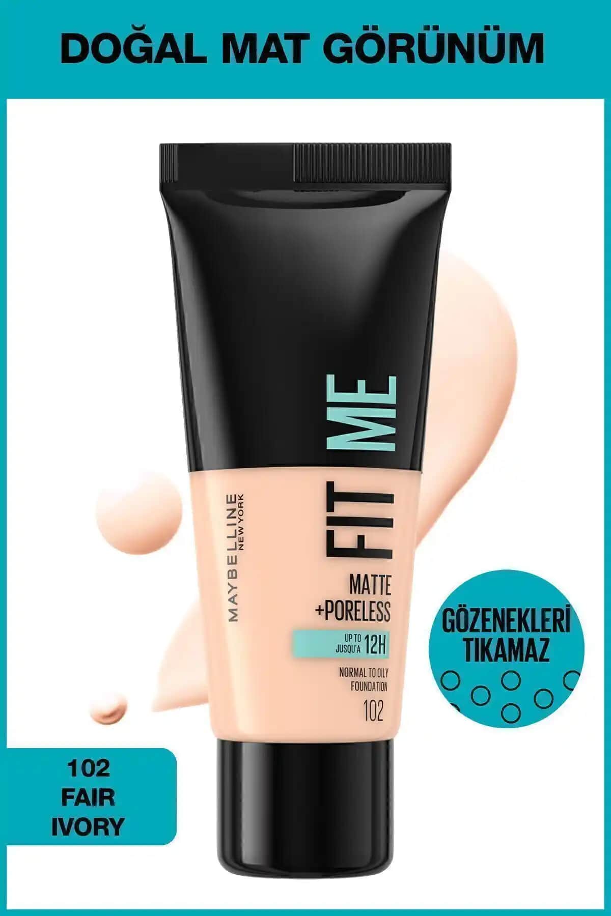 Maybelline Fit Me Matte+Poreless Fondöten: Doğal Mat Görünüm ve Uzun Süre Dayanıklılık Sağlayan Ürün