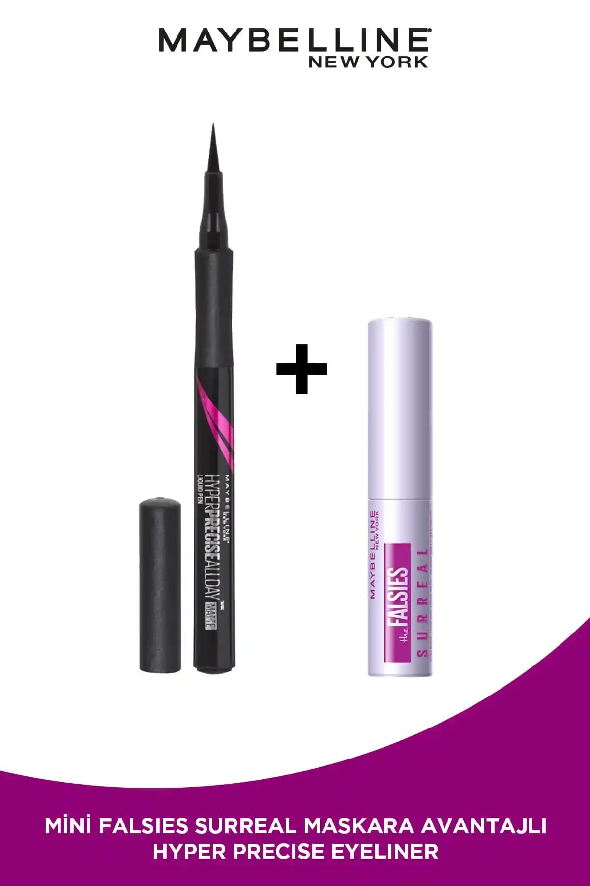 Maybelline Hyper Precise All Day Mat Siyah Eyeliner ve Mini Falsies Surreal Maskara Seti İncelemesi