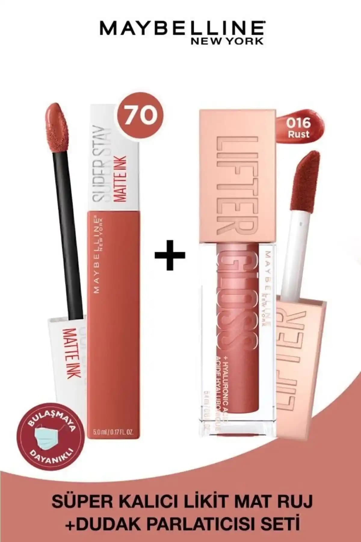Maybelline New York Likit Mat Ruj ve Lifter Gloss Seti Dudak Bakımı ve Güzelliği