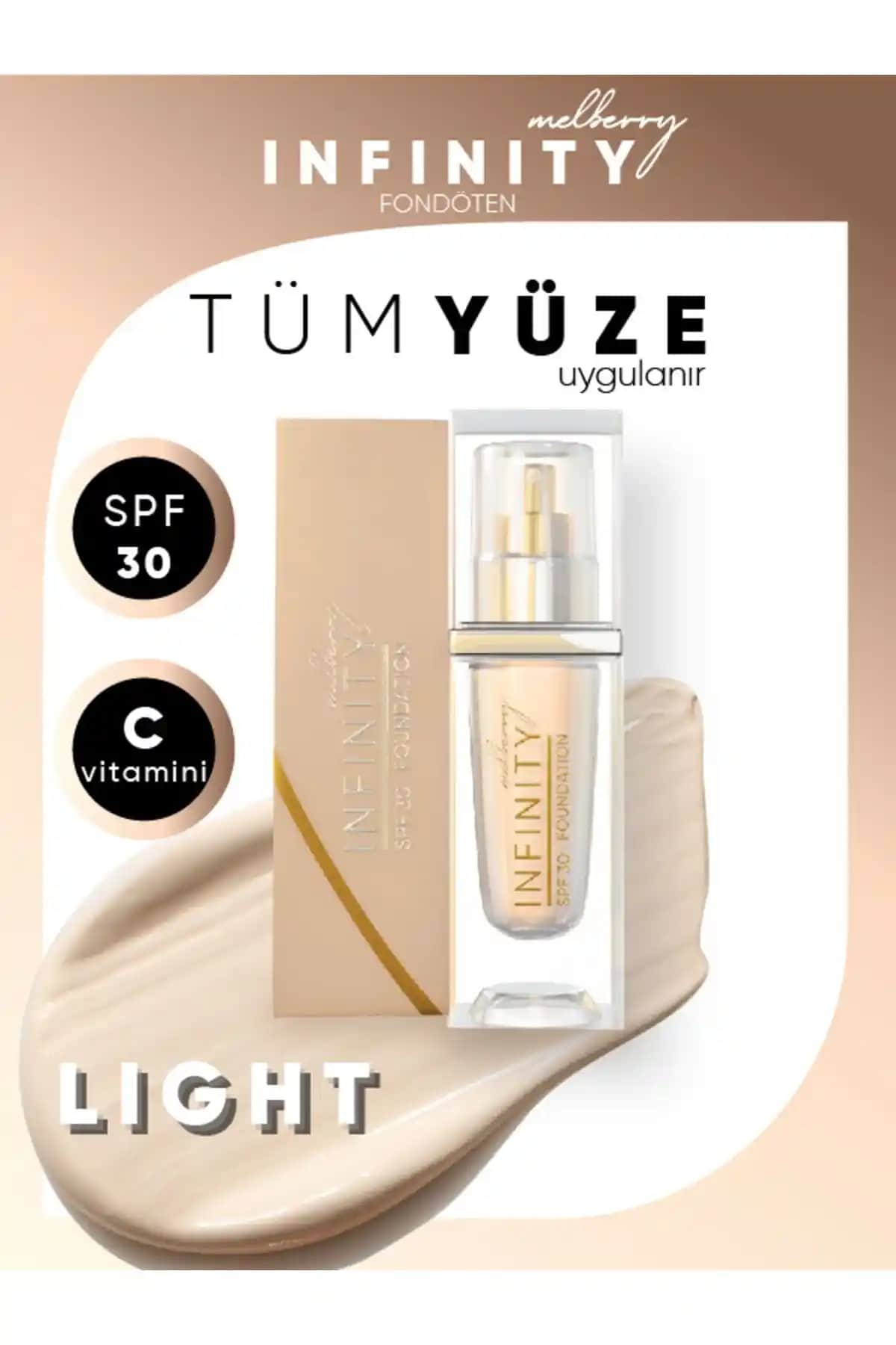 Melberry Infinity Fondöten Büyük Boy 40 ml Yüksek Kapatıcılık ve Doğal Görünüm Sağlar