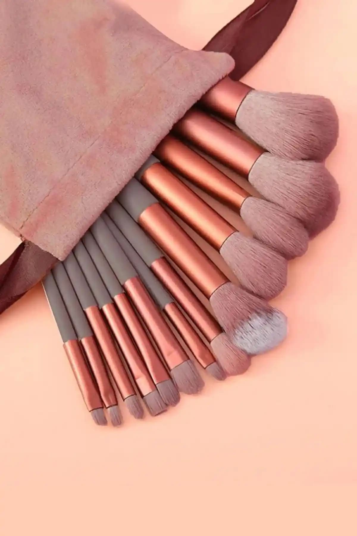 Meyras Touch 13'lü Gül Kurusu Makyaj Fırça Seti Profesyonel ve Pratik Kullanım İçin