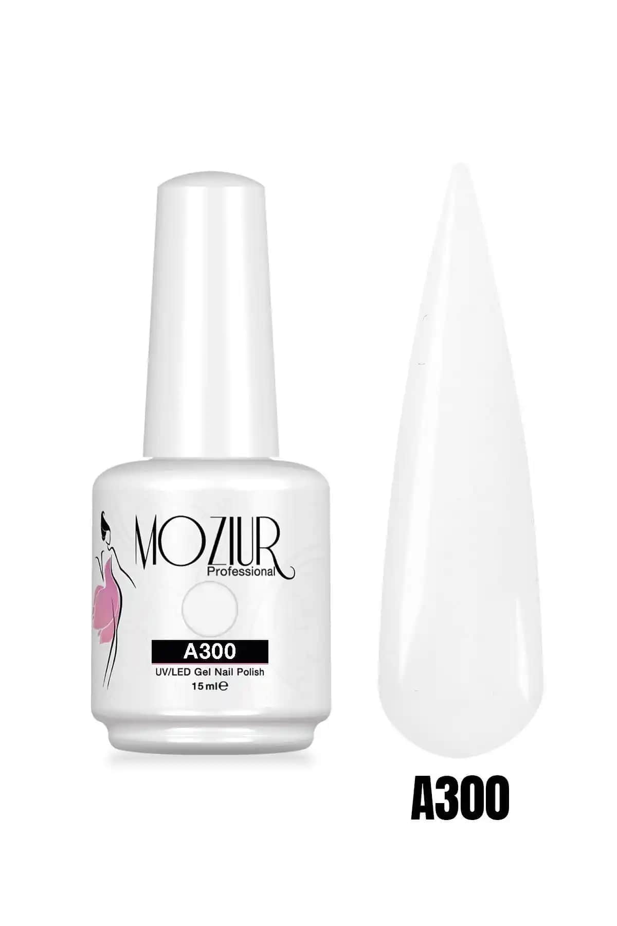 MOZIUR Kalıcı Oje UV Led A300 Beyaz Renk 15ml Uzun Süre Dayanıklı Parlaklık
