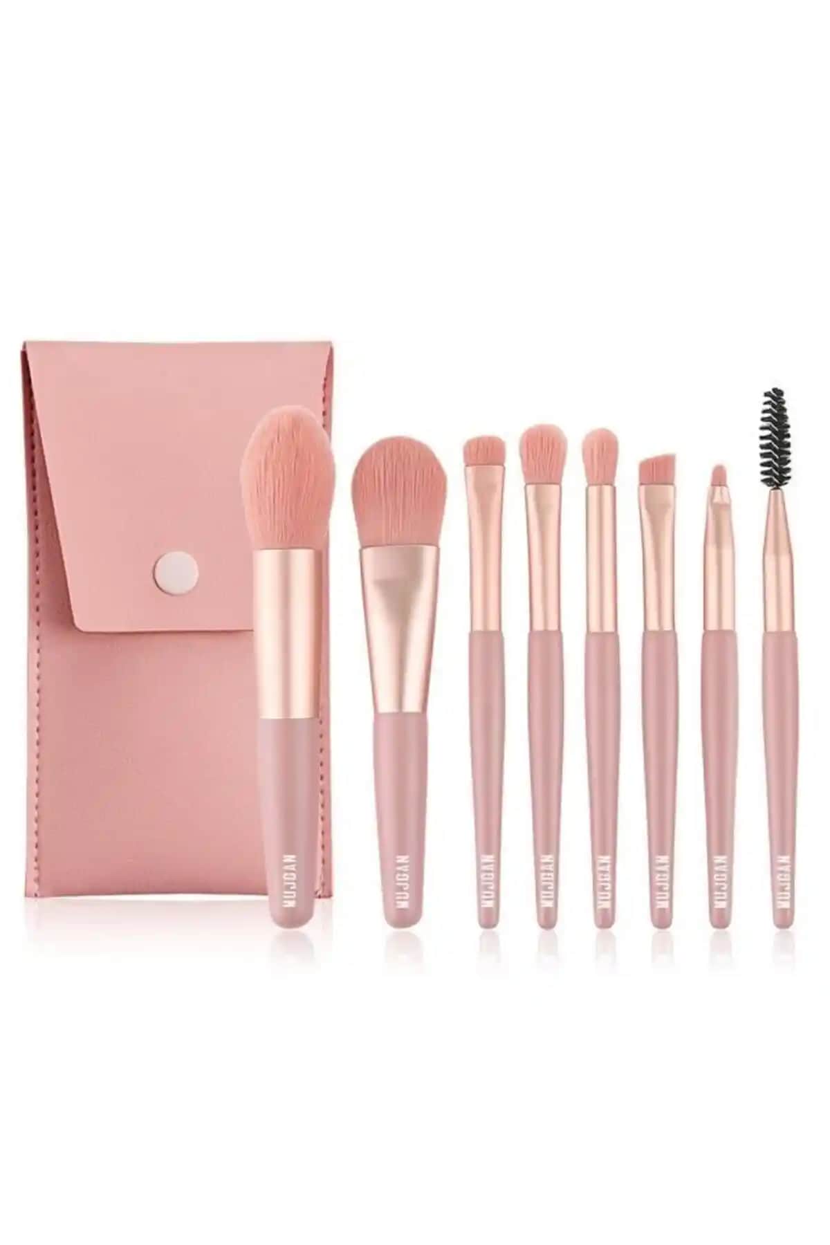 Muğgan 8'li Kiremit Renkli Makyaj Fırça Seti: Şık ve Çok Yönlü Kullanım İçin