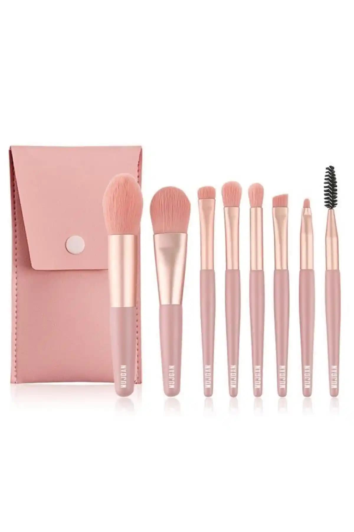 Muğgan 8'li Kiremit Renkli Makyaj Fırça Seti: Şık ve Çok Yönlü Kullanım İçin