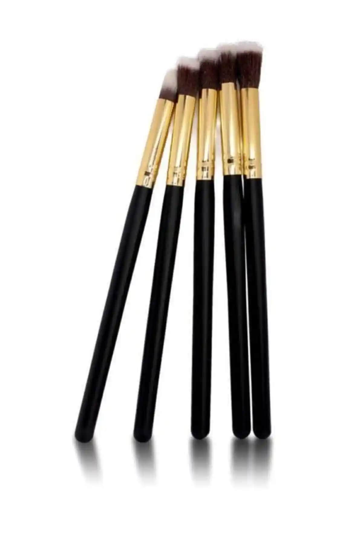 MÜJGAN 5'li Far Fırça Seti Uzun Saplı Siyah - Profesyonel ve Kullanışlı Makyaj Fırçaları
