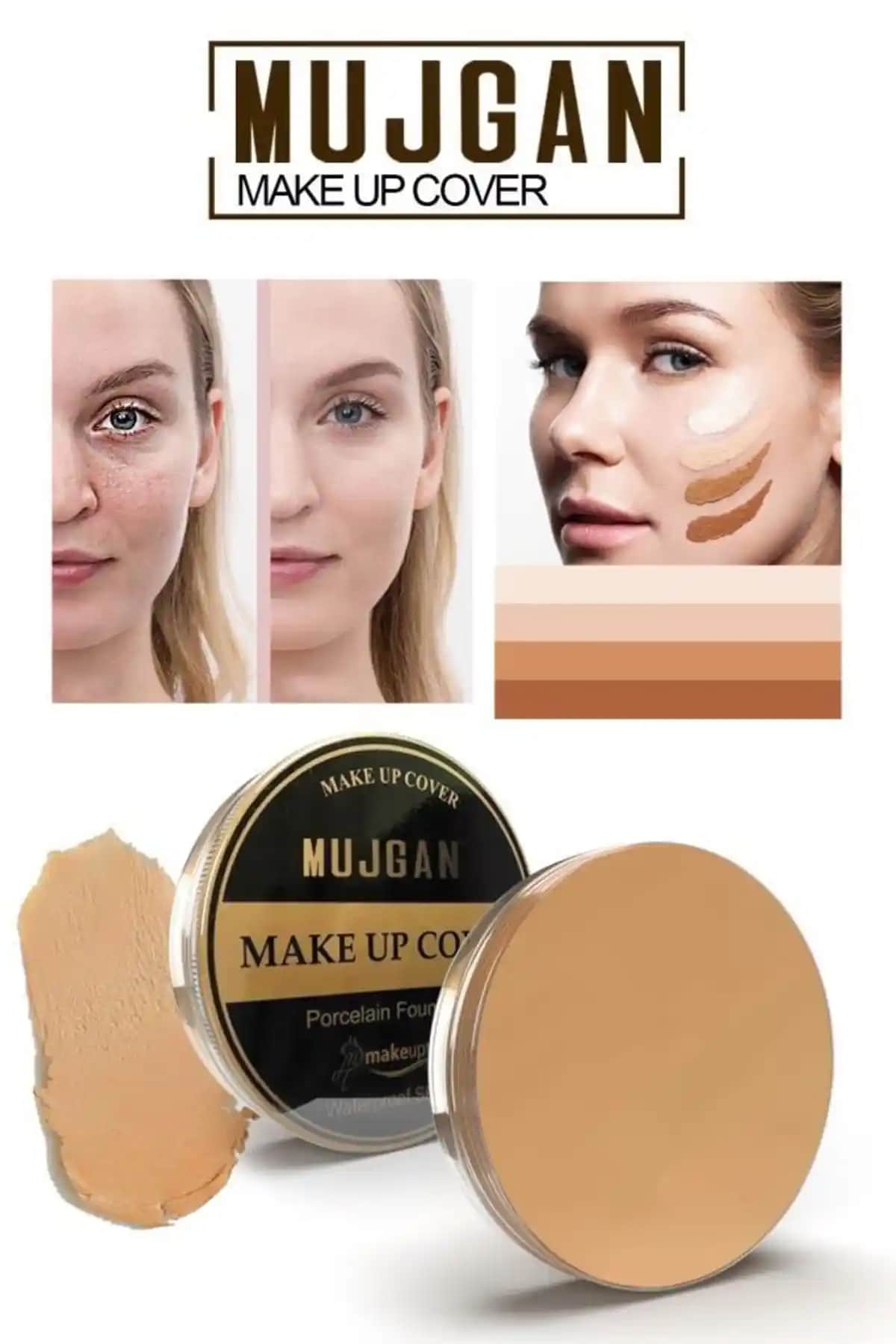MUJGAN Make Up Cover Porselen Fondöten Kapatıcı: Yüksek Kapatıcılık ve Mat Görünüm İçin