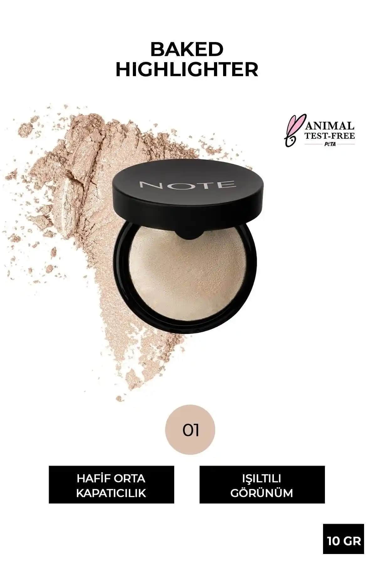 Note Cosmetics Baked Highlighter 01 Moonlight ile doğal ve parlak makyaj deneyimi