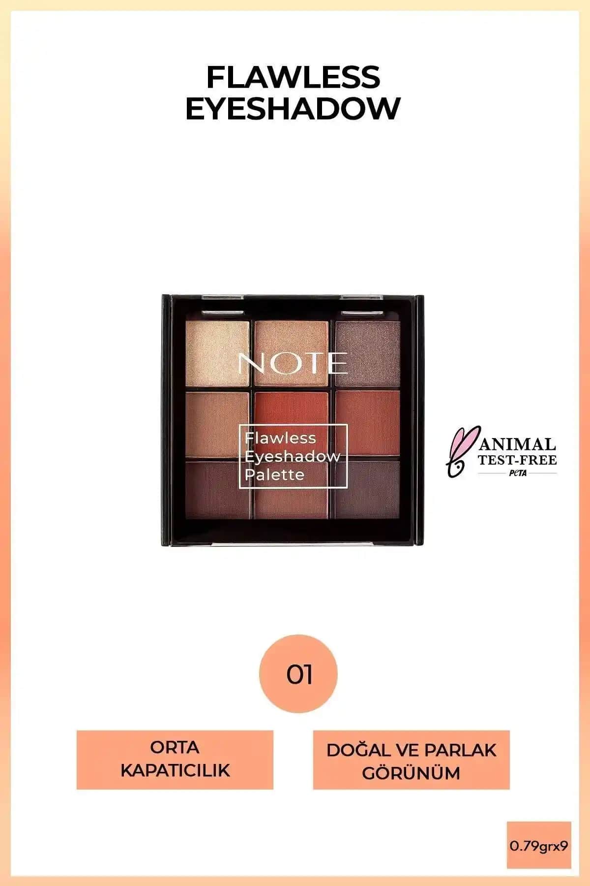 Note Cosmetics Flawless Eyeshadow Paleti Çok Renkli ve Yüksek Pigmentasyonlu Göz Farı