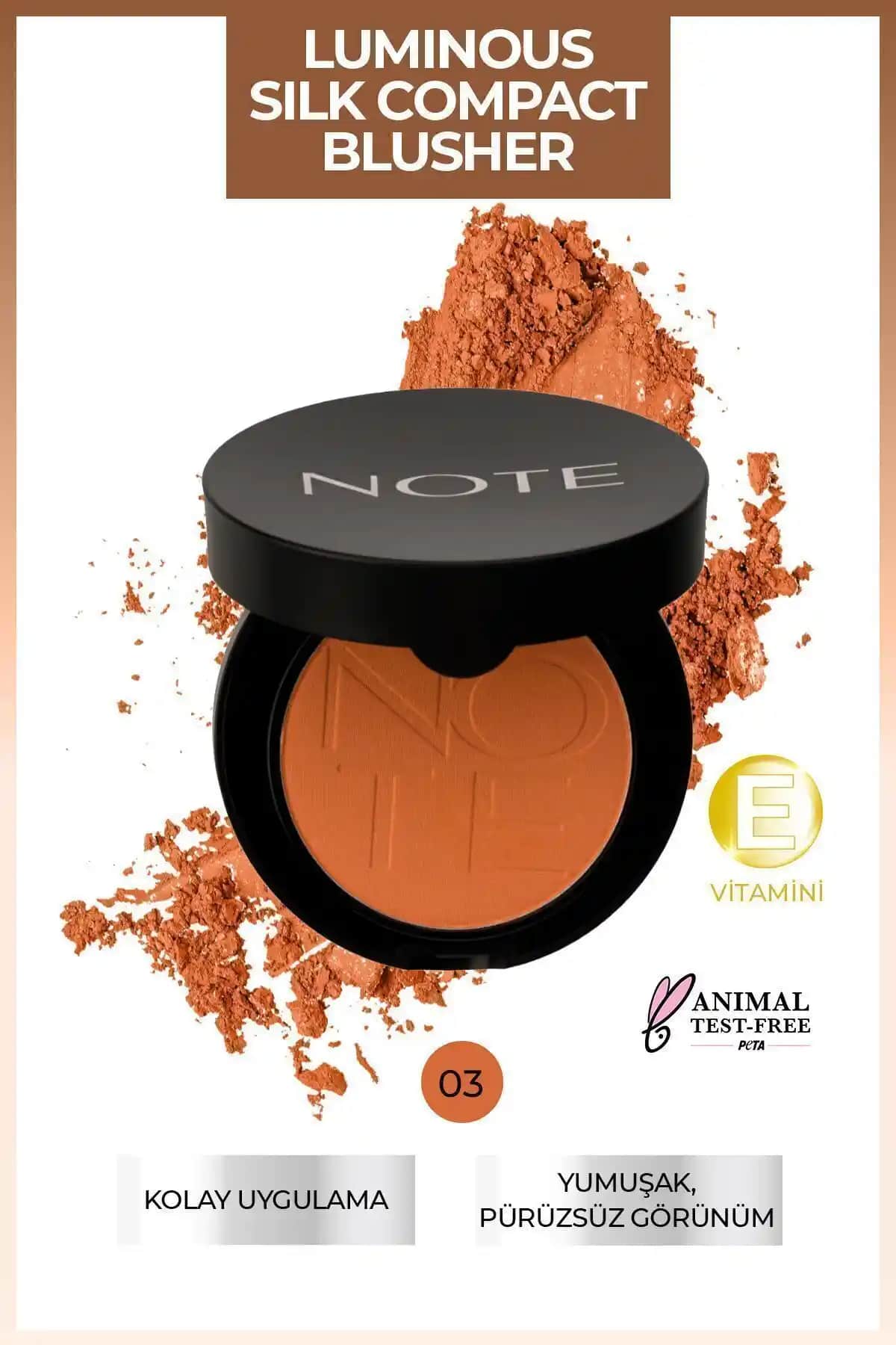 Note Cosmetics Luminous Silk Compact Allık 03 Coral Doğal ve Parlak Görünüm Sağlayan Kozmetik Ürünleri