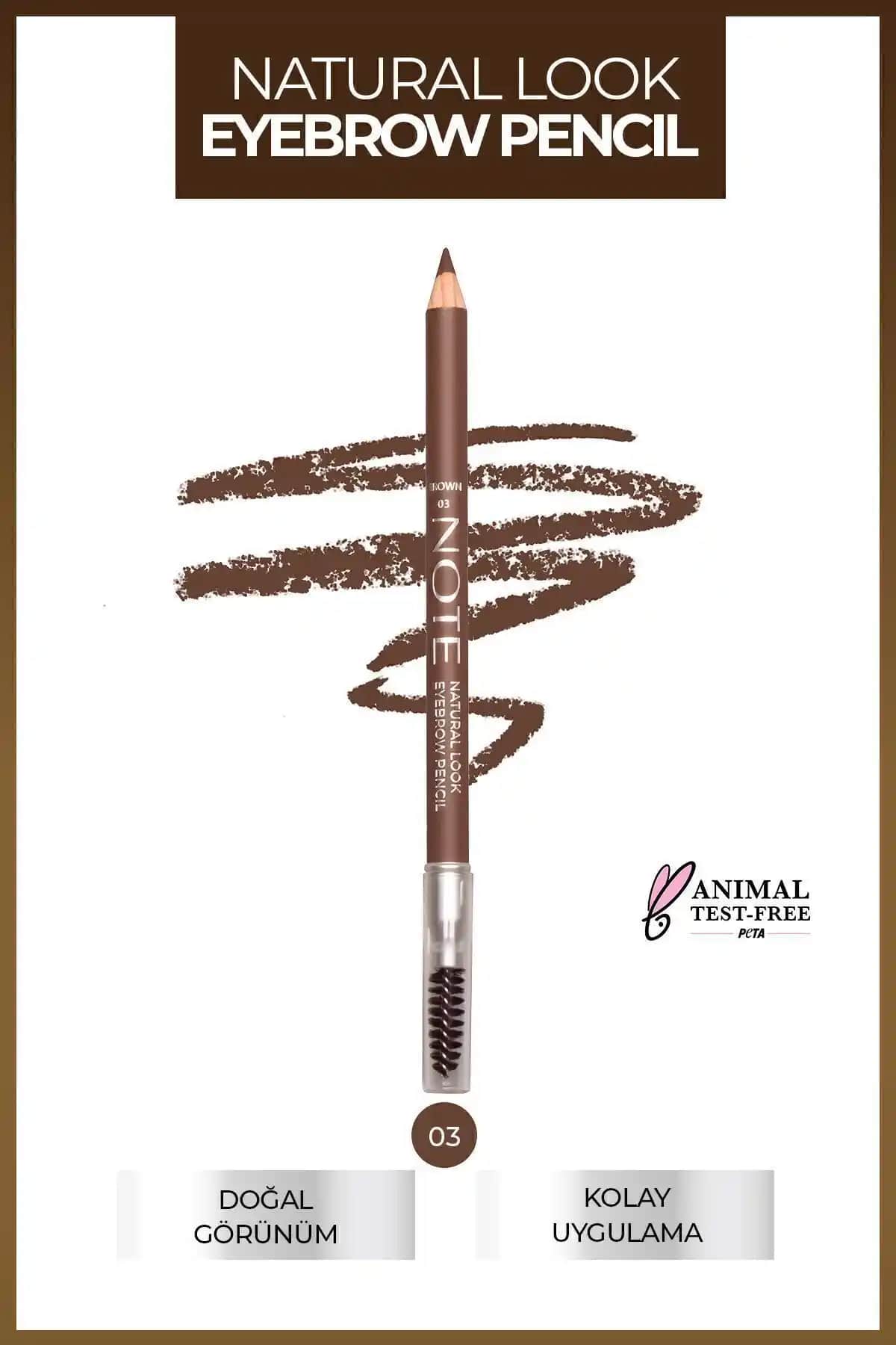 Note Cosmetics Natural Eyebrow Pencil Çift Taraflı Kahverengi Suya Dayanıklı