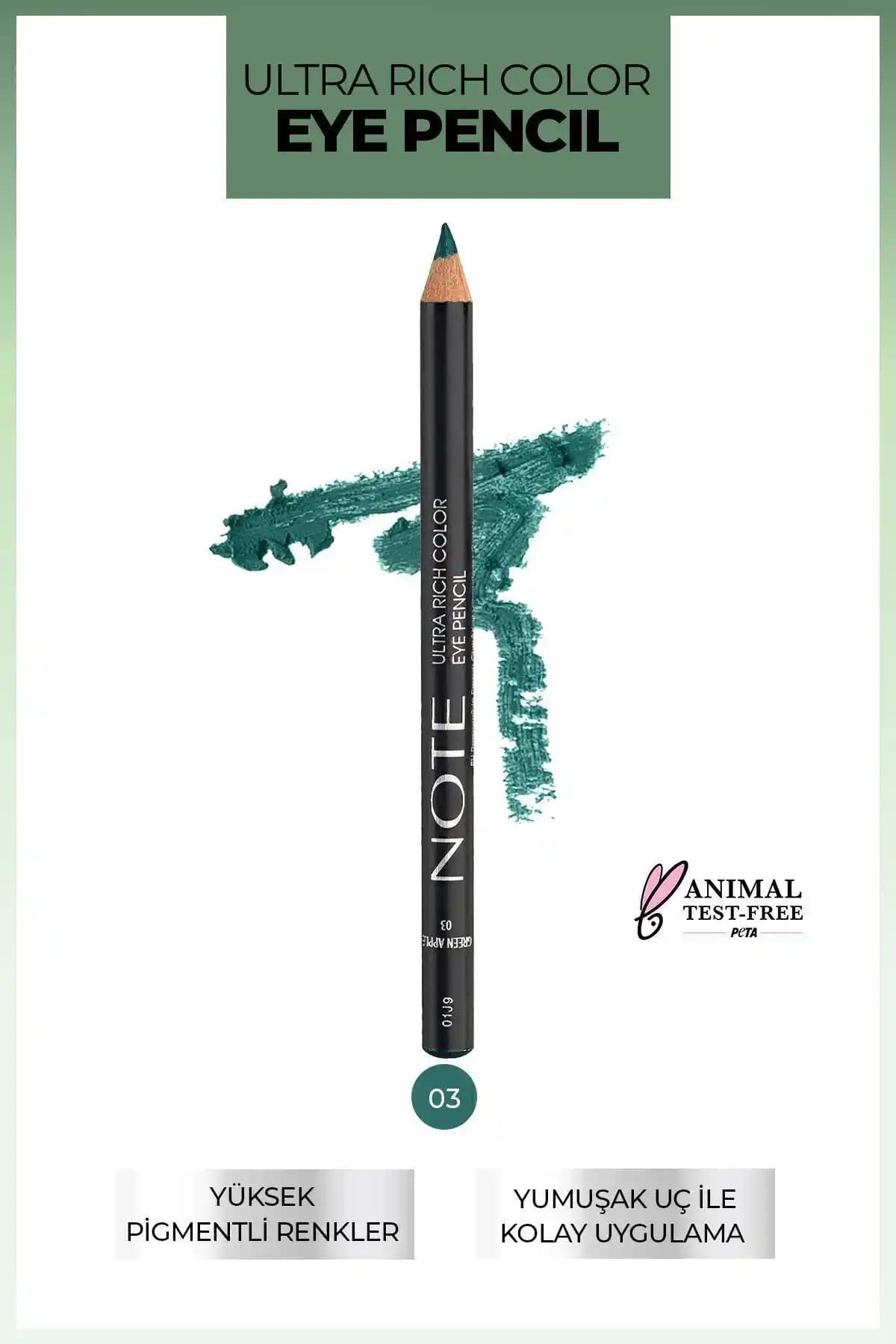 Note Cosmetics Ultra Rich Color Yeşil Göz Kalemi 03 Green Apple ile Çekici ve Kalıcı Makyaj