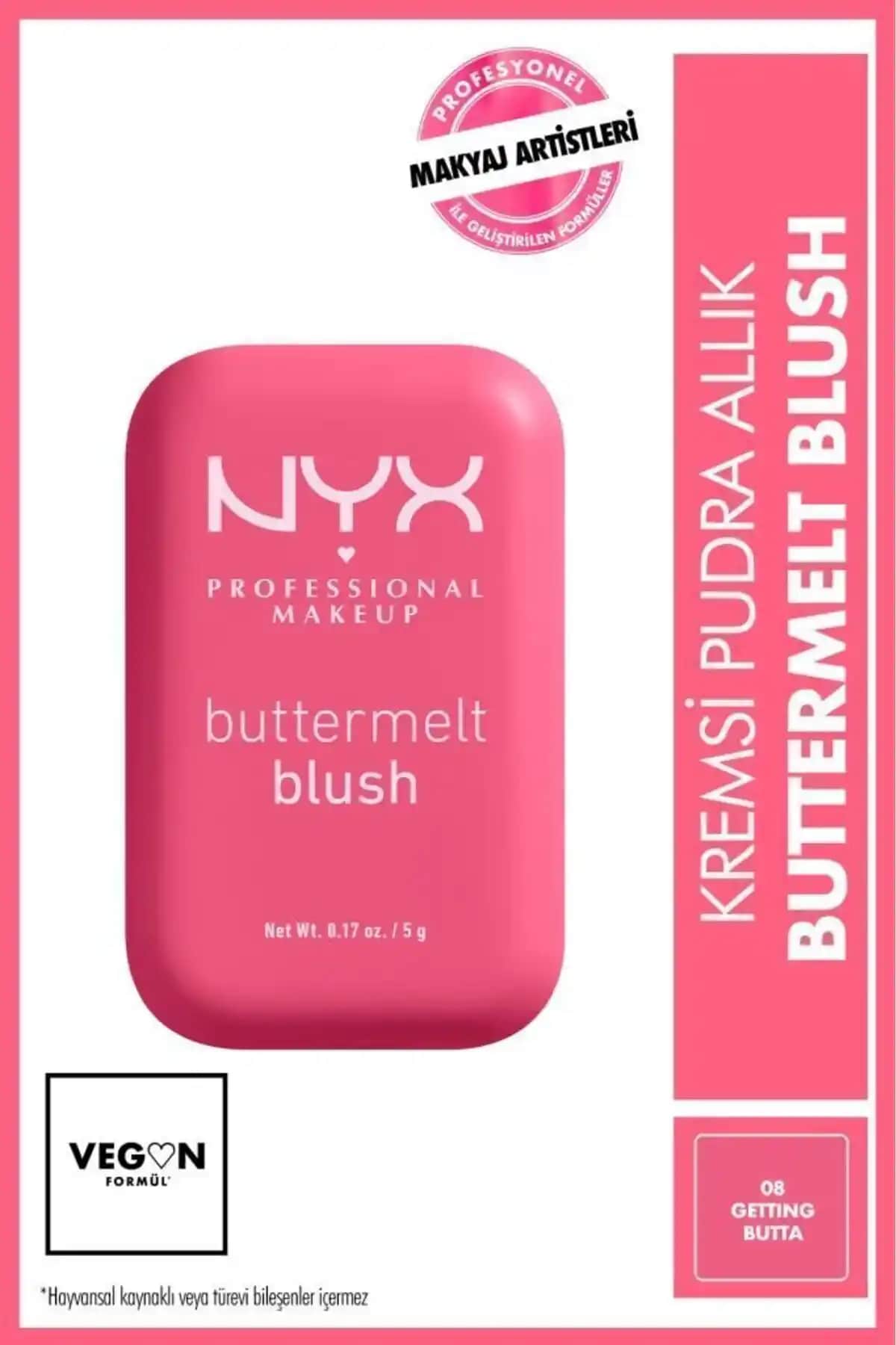 NYX Buttermelt Blush Pembe Kremsi Allık – Doğal ve Parlak Görünüm İçin Uygun