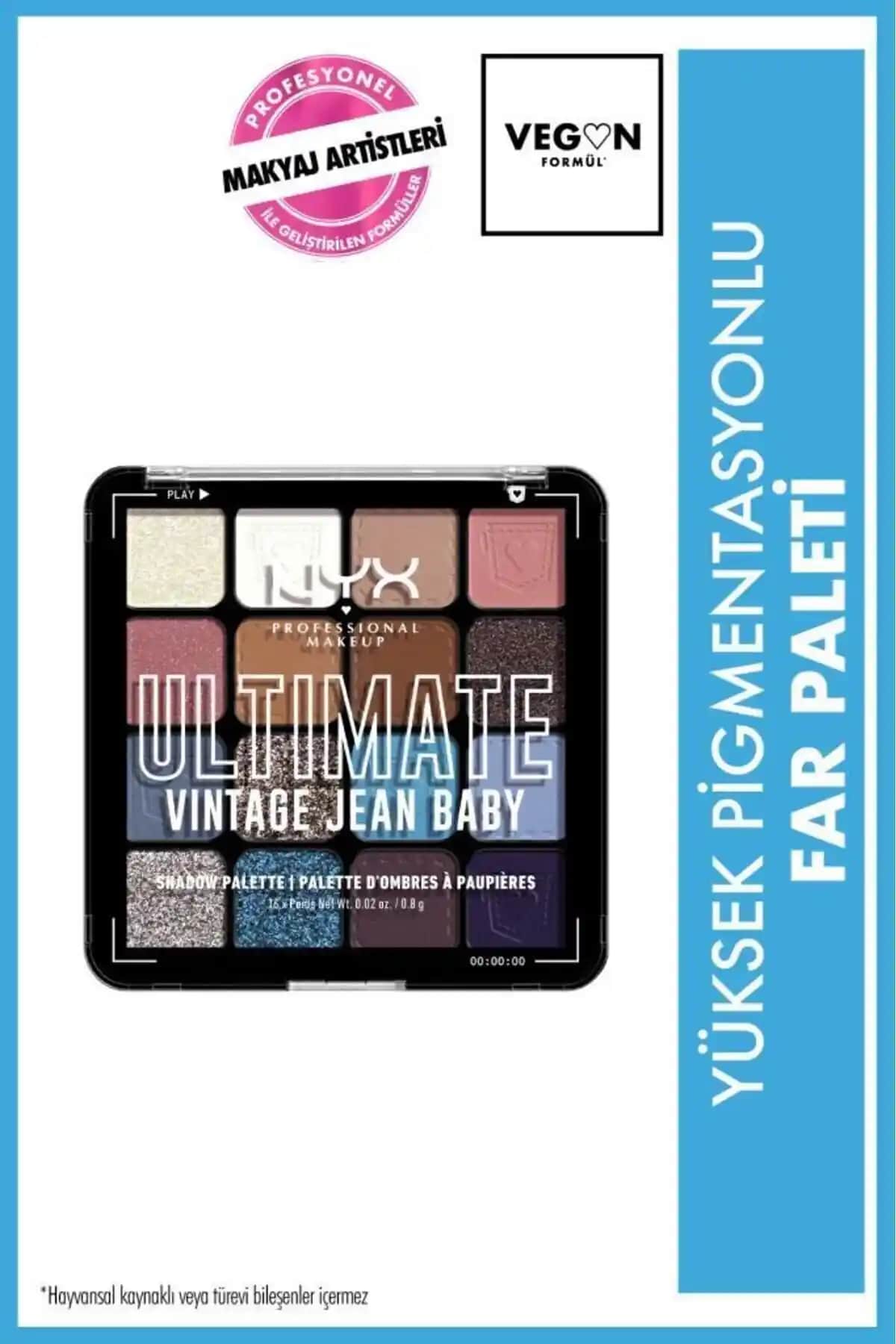 NYX Ultimate Göz Farı Paleti Vintage Jean Baby Yüksek Pigmentli Çok Renkli Makyaj Ürünü