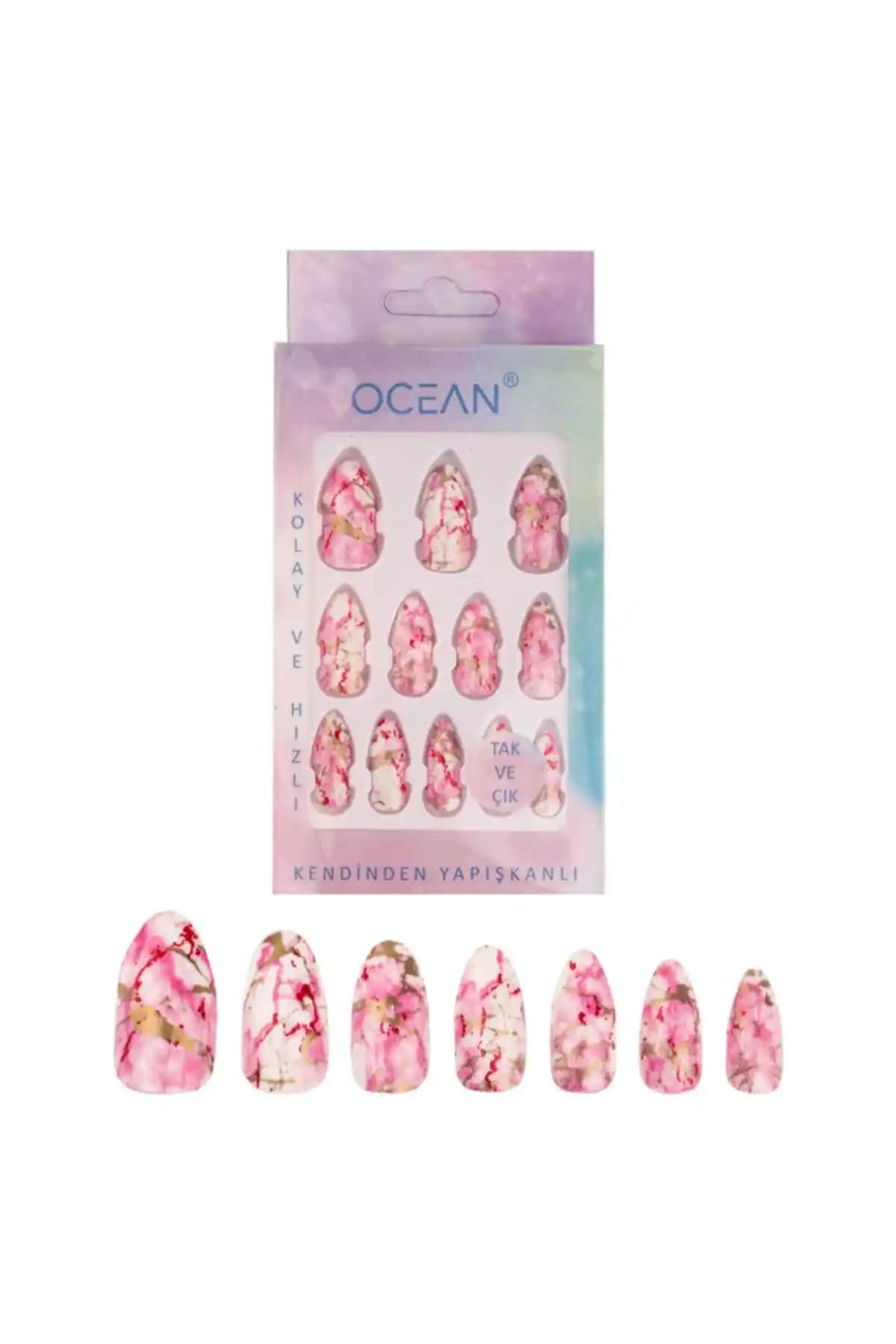 Ocean Badem Batik Desenli Ebruli ve Kendinden Yapışkanlı Takma Tırnak Karşılaştırması