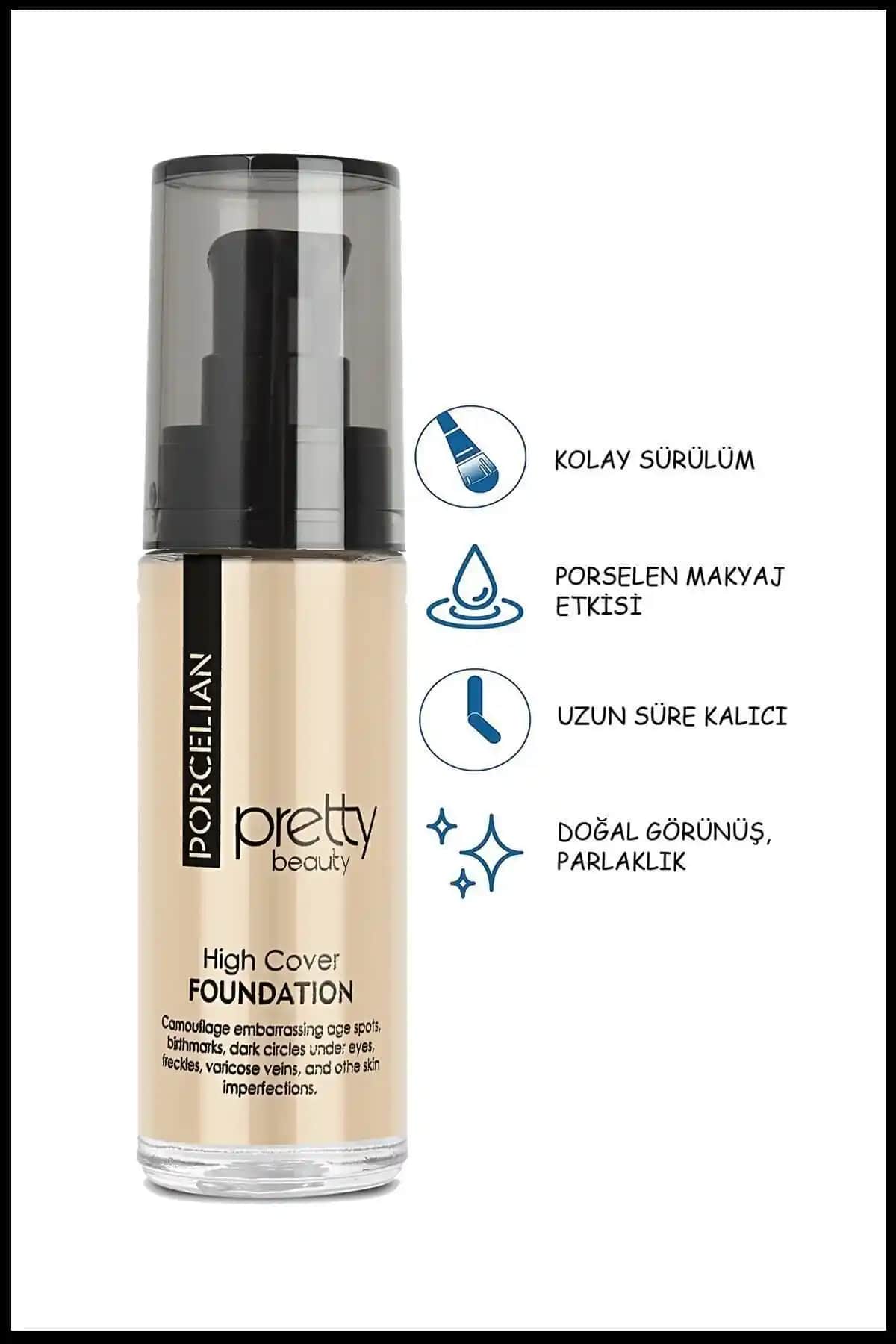 Pretty Beauty High Cover Fondöten: Yüksek Kapatıcı ve Doğal Mat Görünüm Sağlayan Ürün