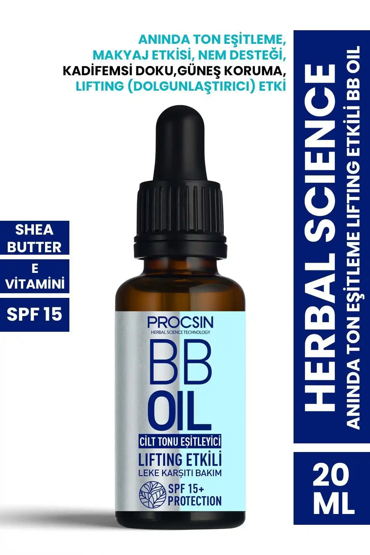 PROCSIN Herbal Science Anında Ton Eşitleme BB Oil 20 ml doğal içerik ve hafif güneş koruyucu özelliklerle