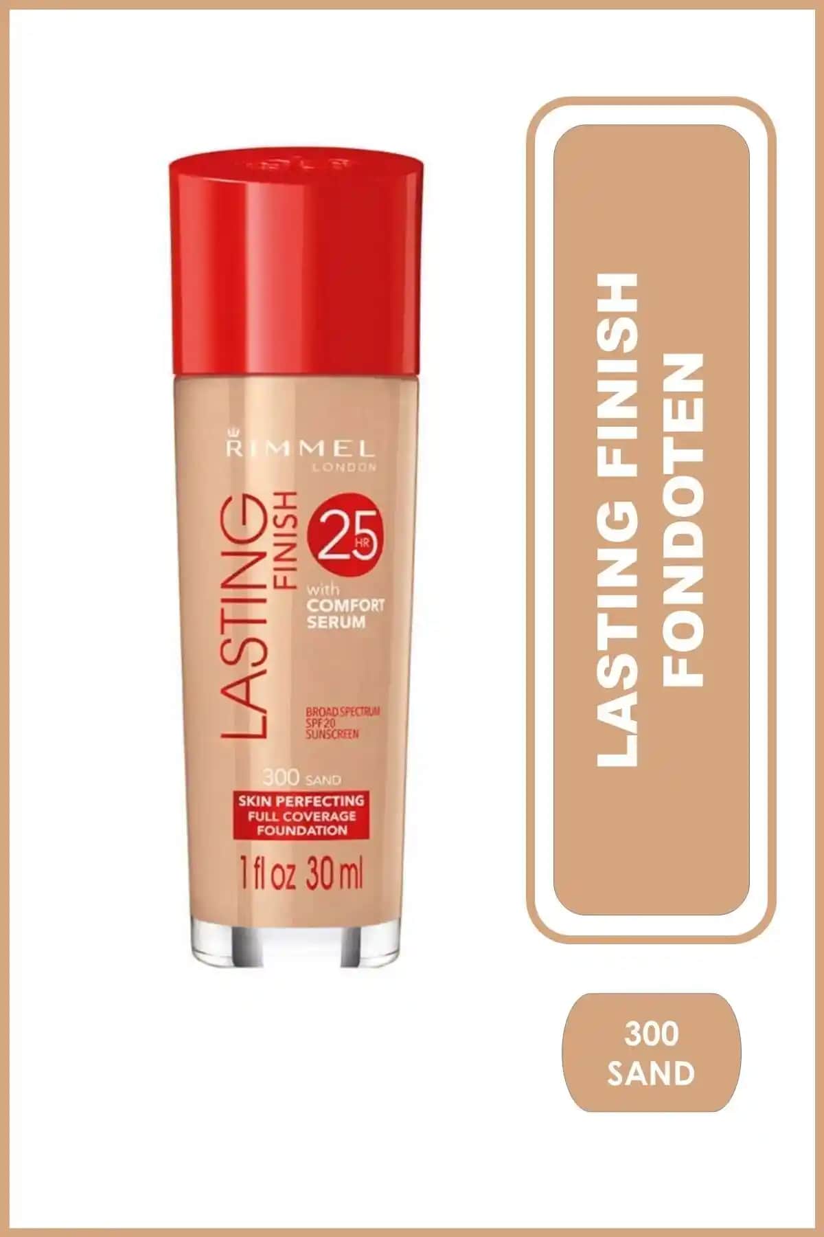Rimmel London Lasting Finish Fondöten 300 Sand: Uzun Süre Kalıcı ve Doğal Görünüm Sağlayan Makyaj Temeli