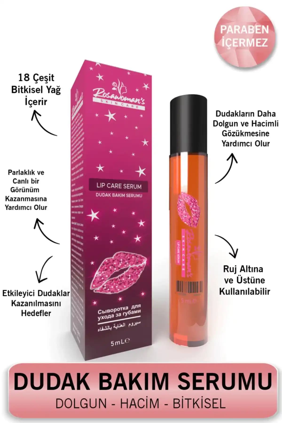 Rosawomans Dudak Dolgunlaştırıcı Lip Care Serum: Doğal ve Güçlü Dudaklar İçin Yenilikçi Çözüm