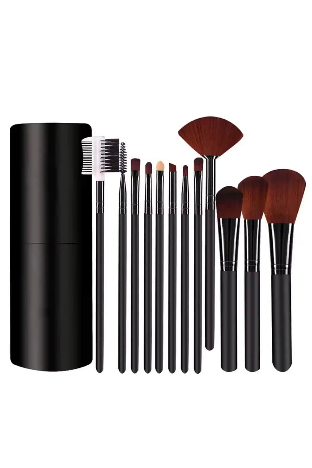 ROWENAROSE 12'li Silindir Makyaj Fırça Seti Profesyonel ve Ev Kullanımı İçin Uygun