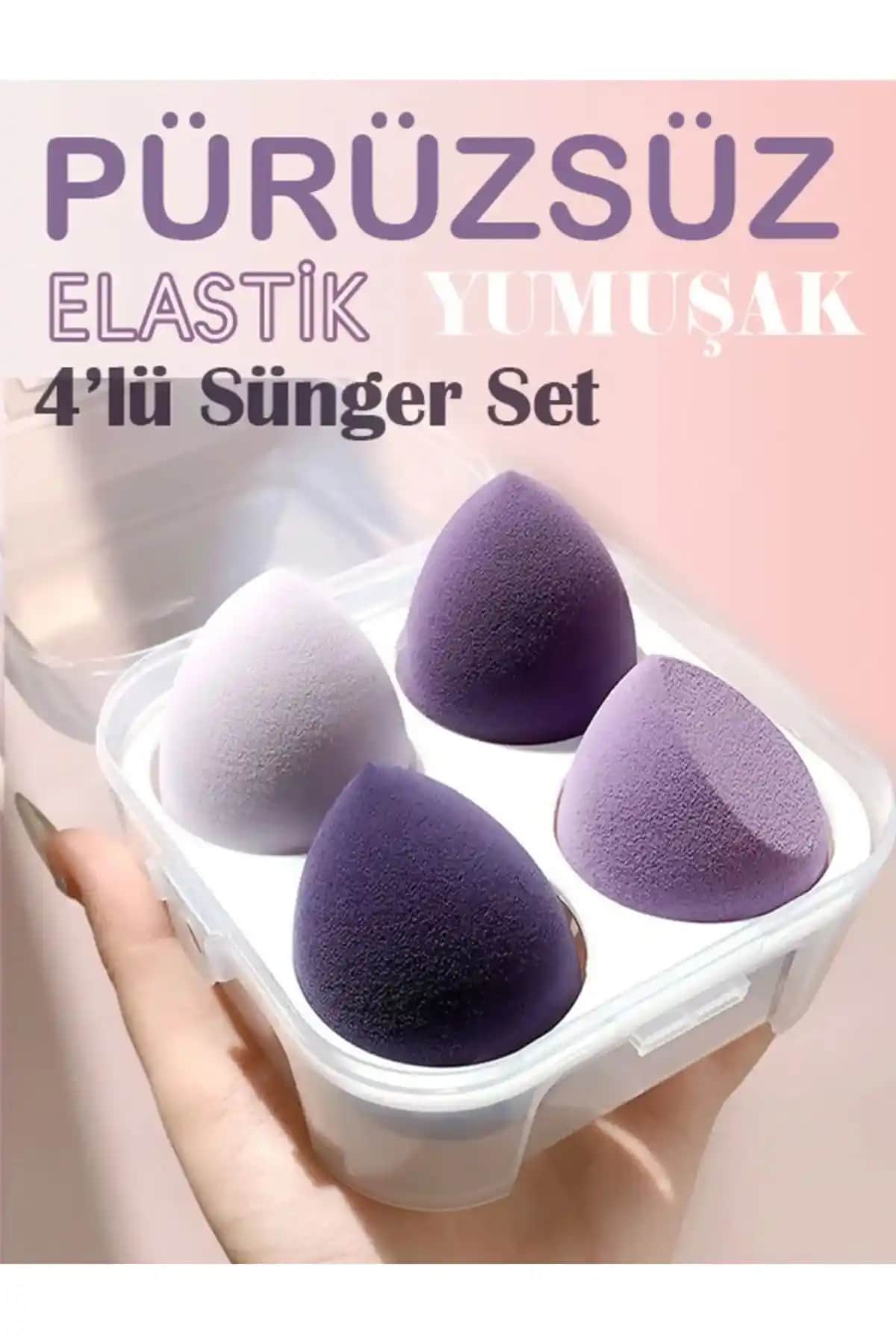 ROWENAROSE 4'lü Kutulu Armut Sünger Seti ile Hassas ve Detaylı Temizlik Deneyimi