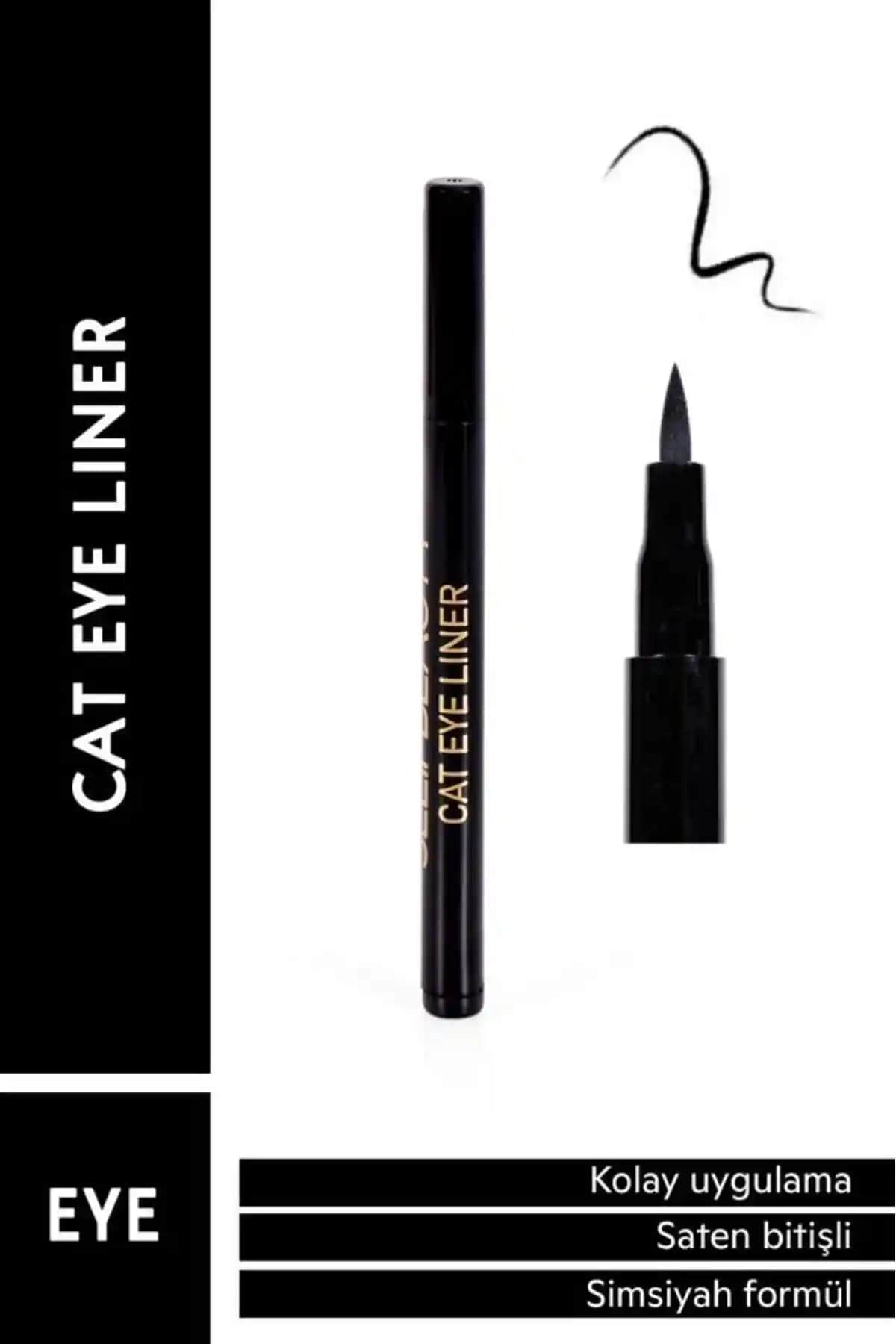 Selin Beauty Cat Eye Art Liner: Profesyonel Kalitede Pratik ve Kalıcı Siyah Likit Eyeliner