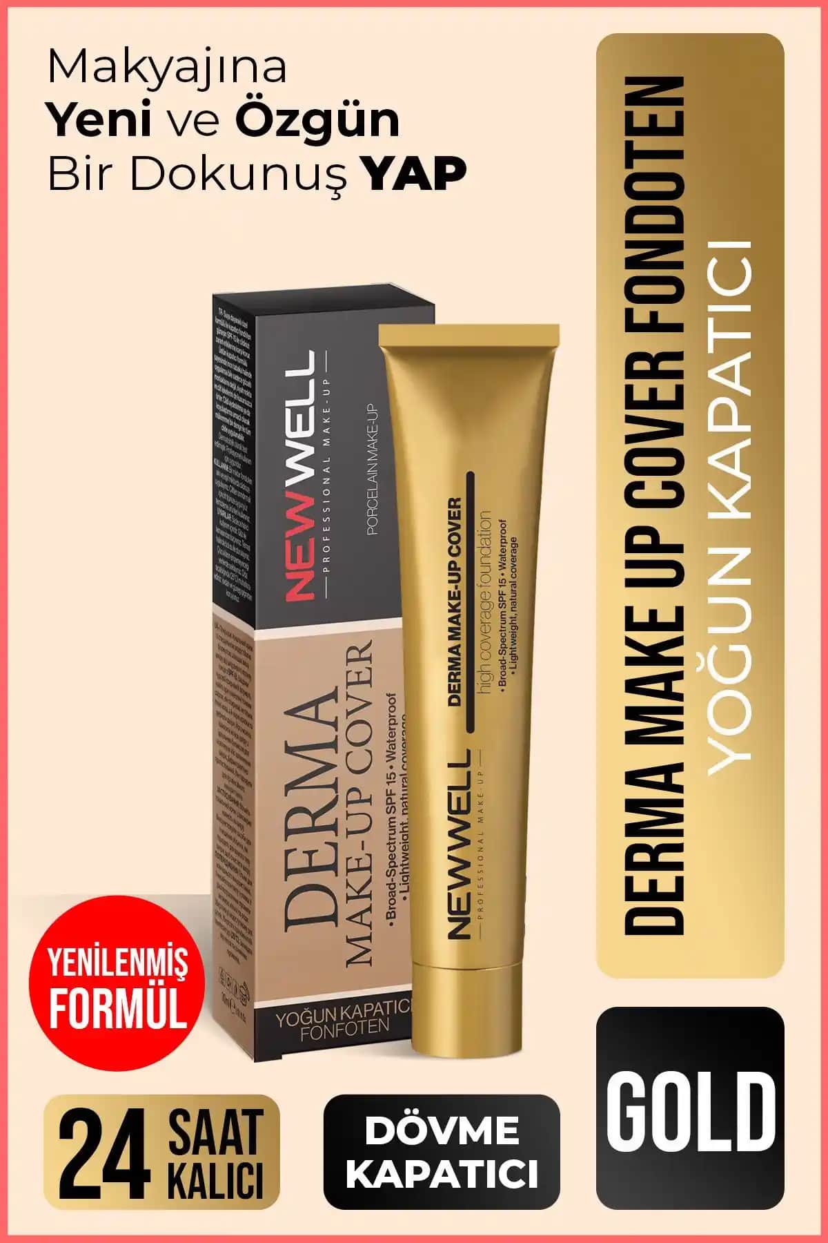 Yeni Well Derma Make-up Cover Foundation Gold: Yüksek Kapatıcılık ve Kalıcılık Sunar