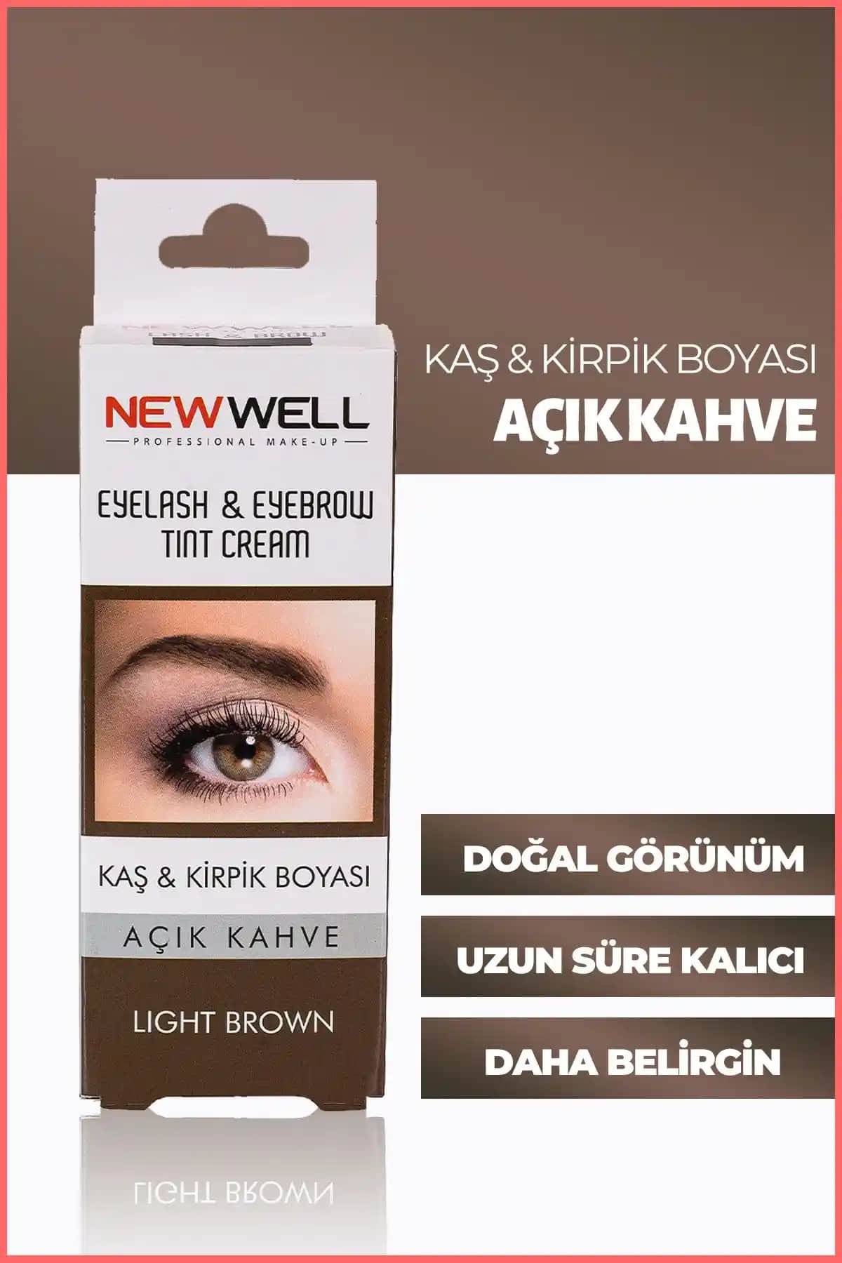 Yeni Well Kaş ve Kirpik Boyası Açık Kahve - Doğal, Kalıcı ve Suya Dayanıklı Kozmetik Ürünü
